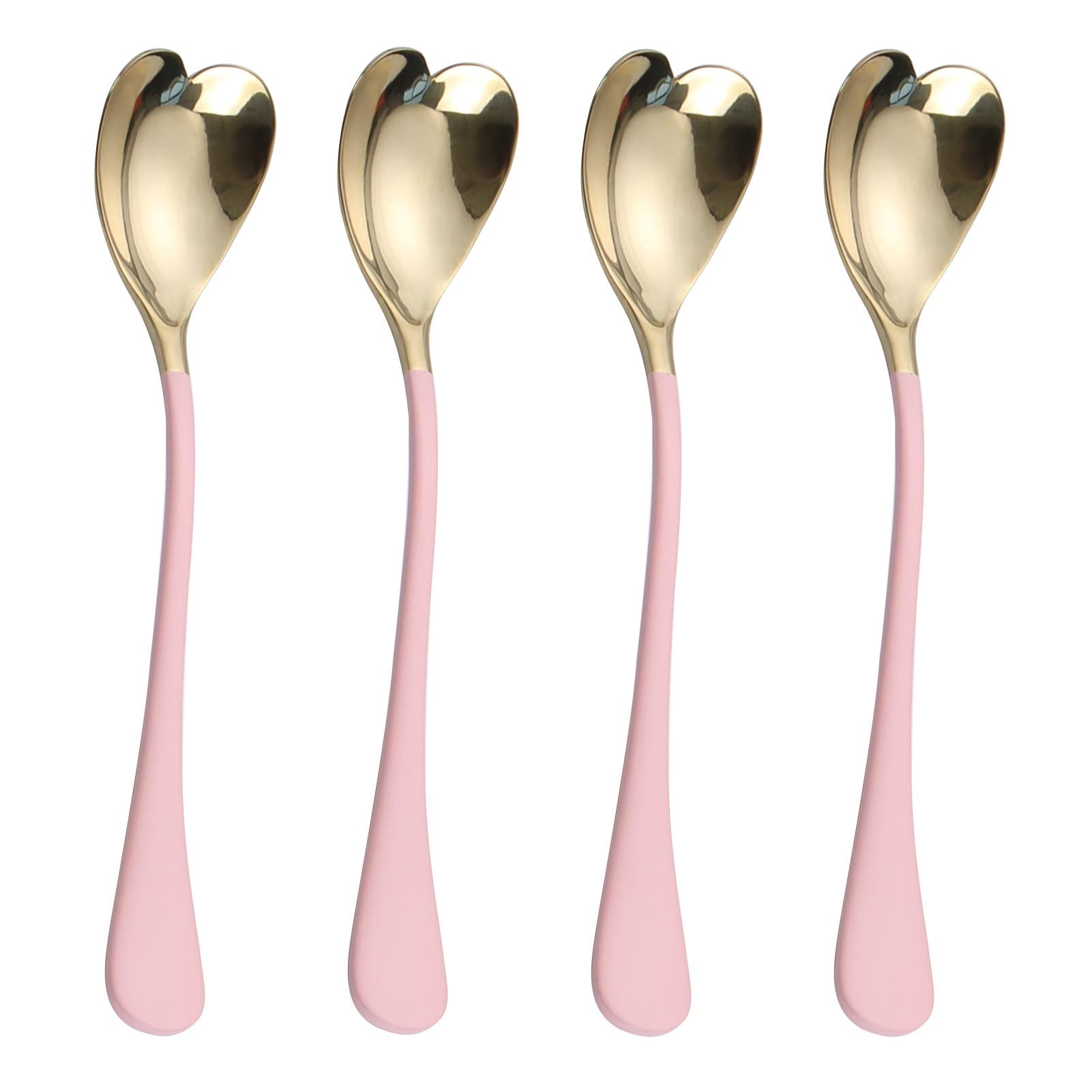 Hissf Dessert Spoons, Heart Shaped Spoons, 18/10 Stainless Steel Spoon Set, 6.7 Inches, Ice Cream Spoons, Stirring Spoon,Set Of
