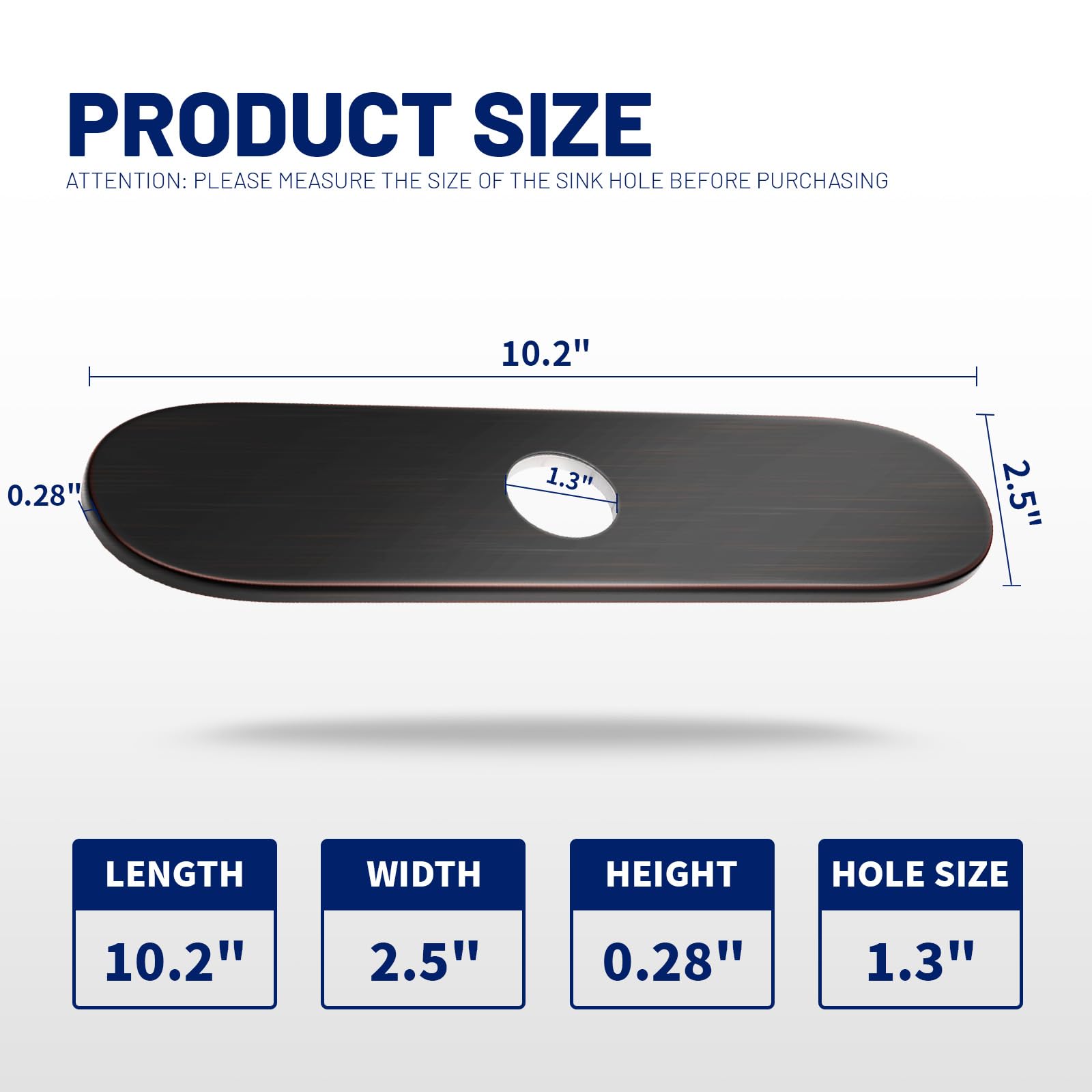 BWE Round 10 Inch Kitchen Sink Faucet Hole Cover Deck Plate Oil Rubbed Bronze Outside Escutcheon Plate Stainless Steel Cover Plate for 1 or 3 Hole Sink Hole