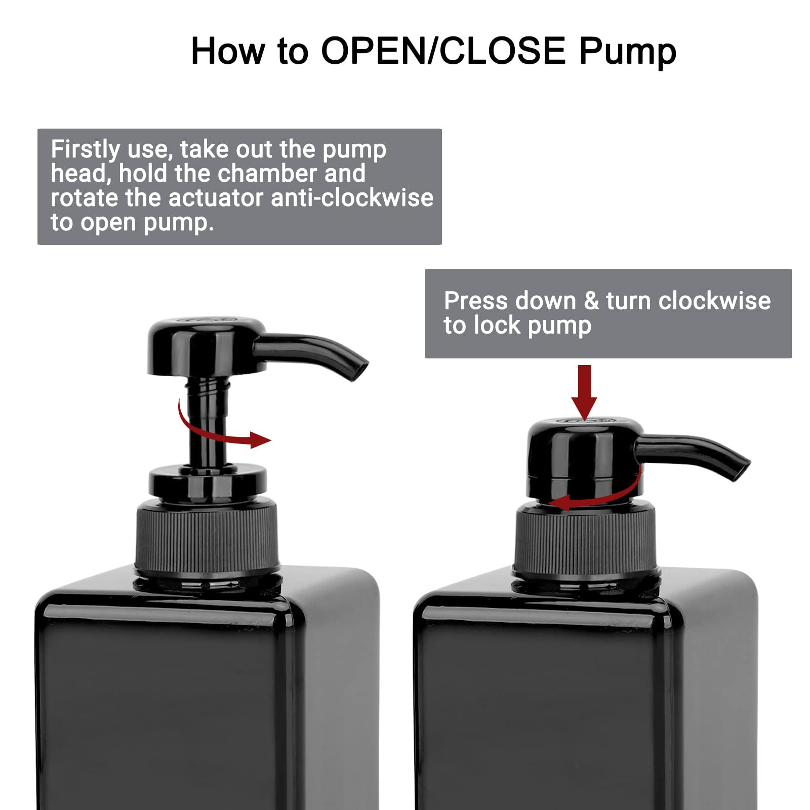 Suream Plastic Shampoo Bottles With Pump 15Oz/450Ml, Black Bathroom Shampoo And Conditioner Dispenser, Refillable Reusable Empty