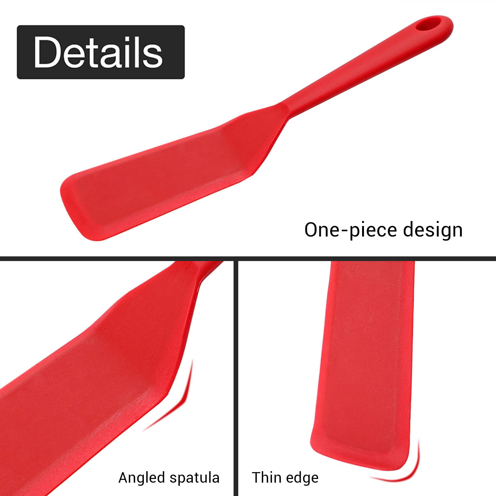 Webake Omelette Spatula Silicone Egg Spatula Turner Set Of 2, Long Crepe Spatula Heat Resistant Cooking Spatula Non Stick Pancak