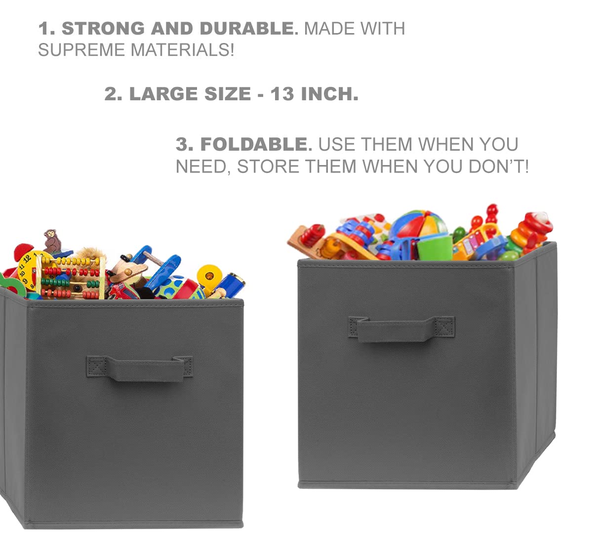 Pomatree 13X13X13 Inch Storage Cubes - 6 Pack - Large Storage Bins | Dual Handles | Foldable Cube Baskets For Home, Kids Room, C