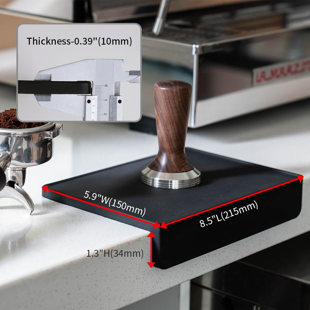 Watchget Espresso Tamping Mat, Coffee Tamper Mat, Black Silicone Food Grade Pad, 8Inch X 6Inch Coffee Tamp Station, Espresso Acc