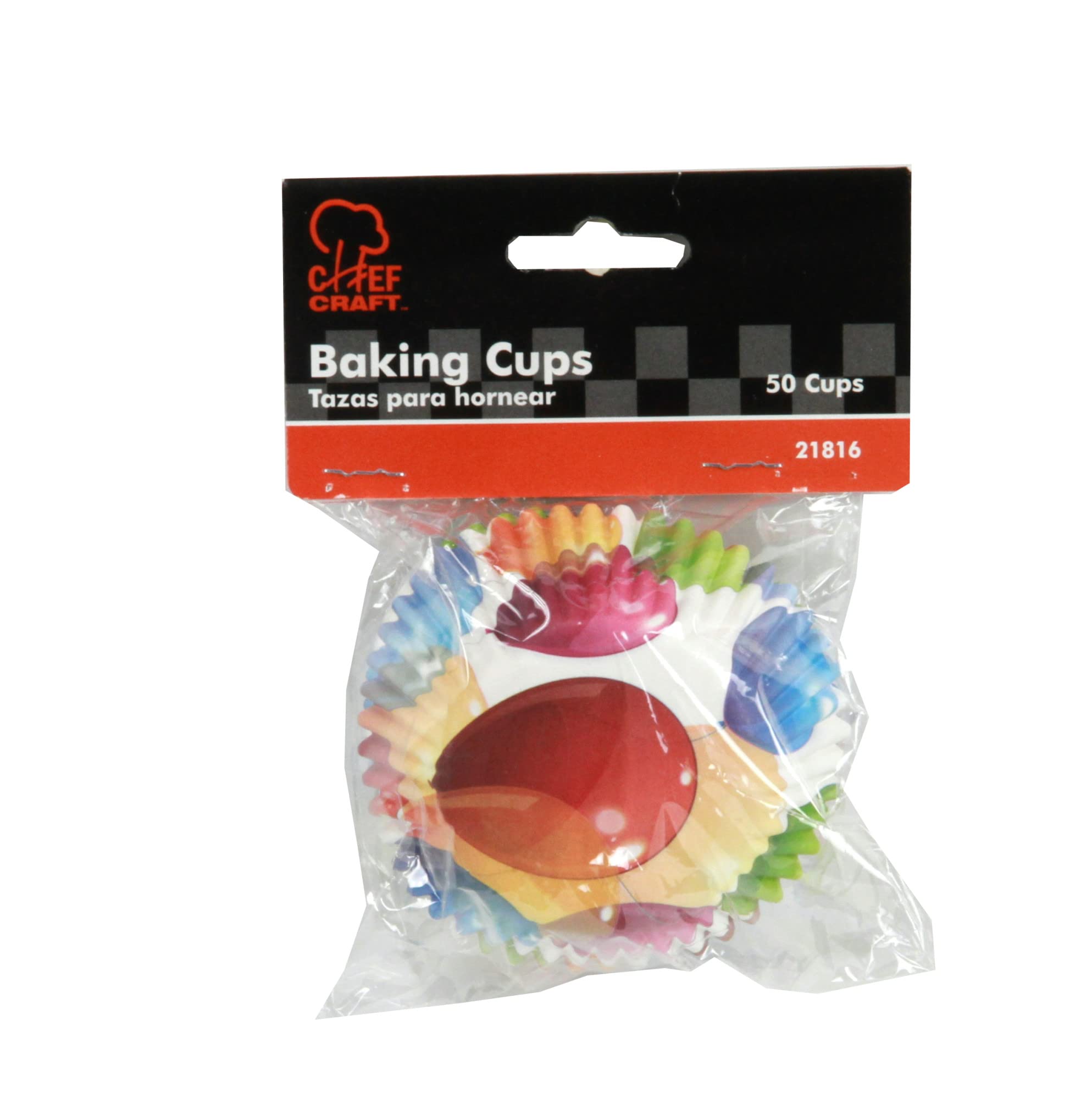 Chef Craft Paper Patterned Cupcake Liners  50 count  Red/Yellow/Blue/Green/White