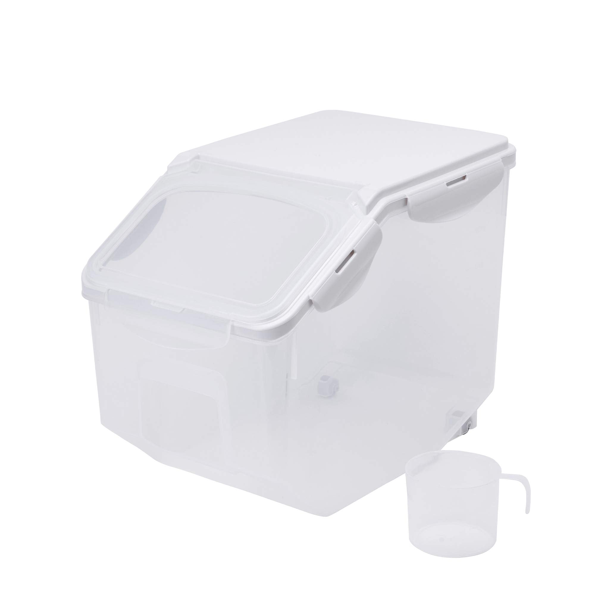 HANAMYA 10 Liter / 20 lbs Rice Storage Container with Measuring Cup, BPA free, For Rice | Grain | Pet Food | Flour, 1 count, Cle