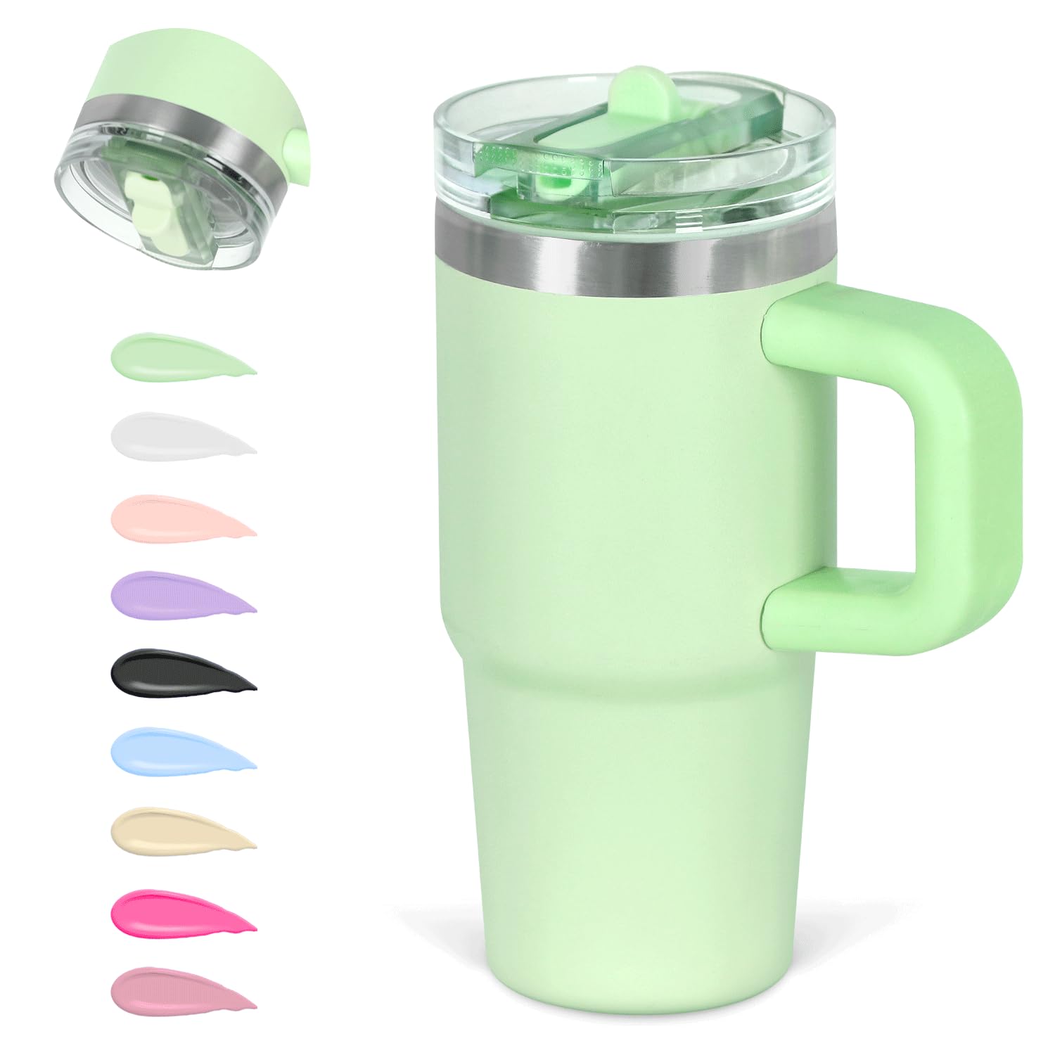 14 Oz Flip Straw Tumbler With Handle For Kids, Stainless Steel Double Wall Insulated Cup For Children With Flip Top Lid, 14 Oz L