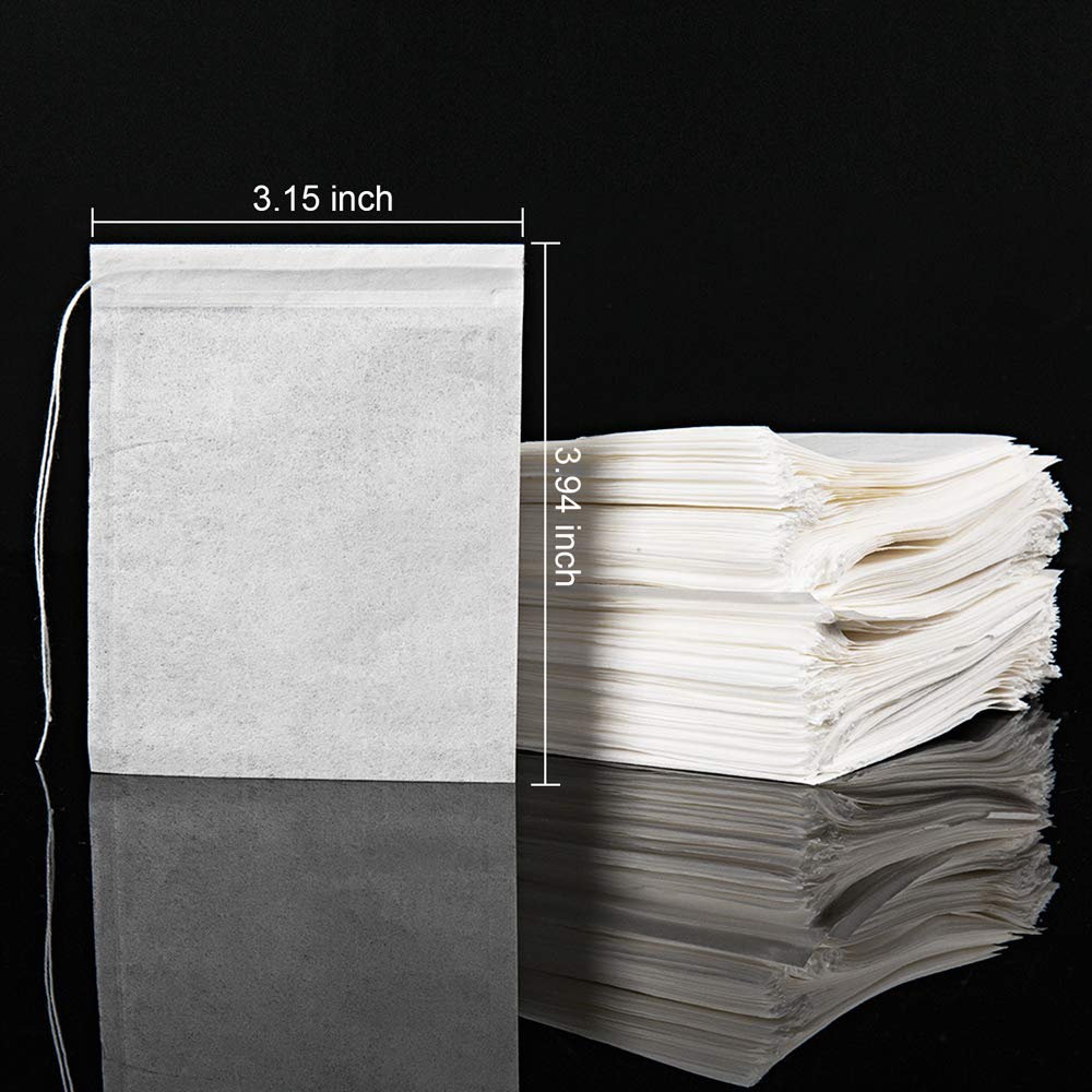 100Pcs Tea Filter Bags, Disposable Tea Bags For Loose Leaf Tea, Drawstring Empty Tea Infuser, Betybedy Tea Steeper, Natural Wood