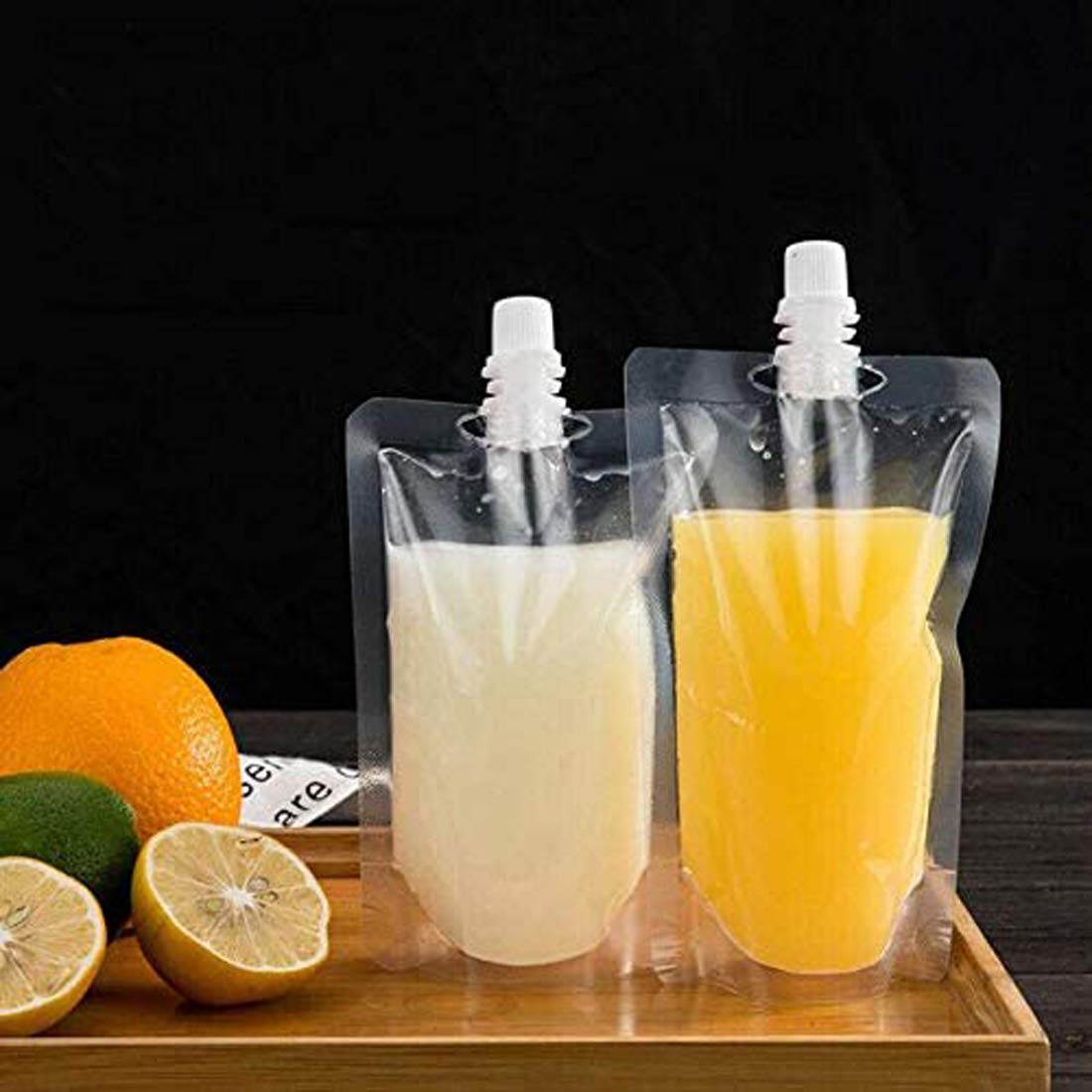 50 Beverage Bags, Transparent Smoothie Bag Container, Heavy-Duty Hand-Held Leak-Proof And Sealable Beverage Bag, 8.4Oz For Froze