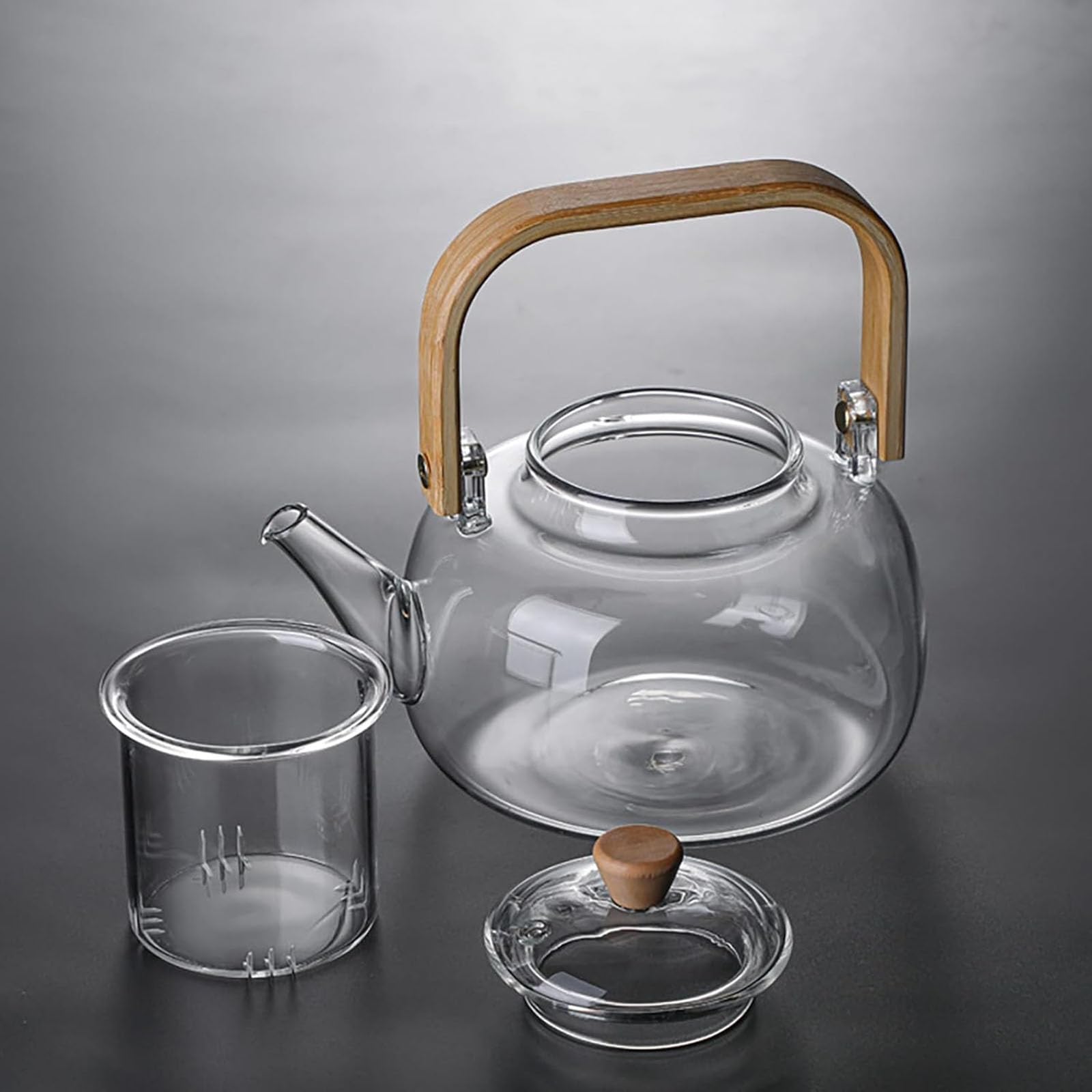 Mozhixue Glass Teapot with Infuser Clear Glass Tea Kettle 900 ml Tea Pot for Stove Top, Loose Tea, Tea Maker Gift,A