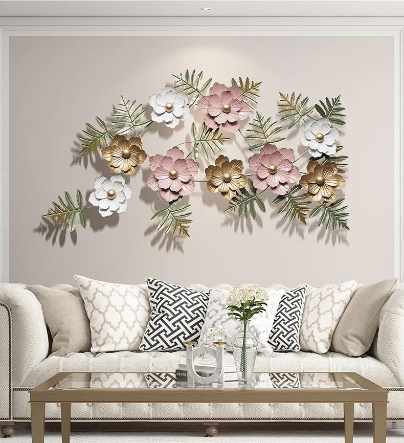 Zove Floral Metal Iron Wall Art (Multicolour, 43 X25 Inch)