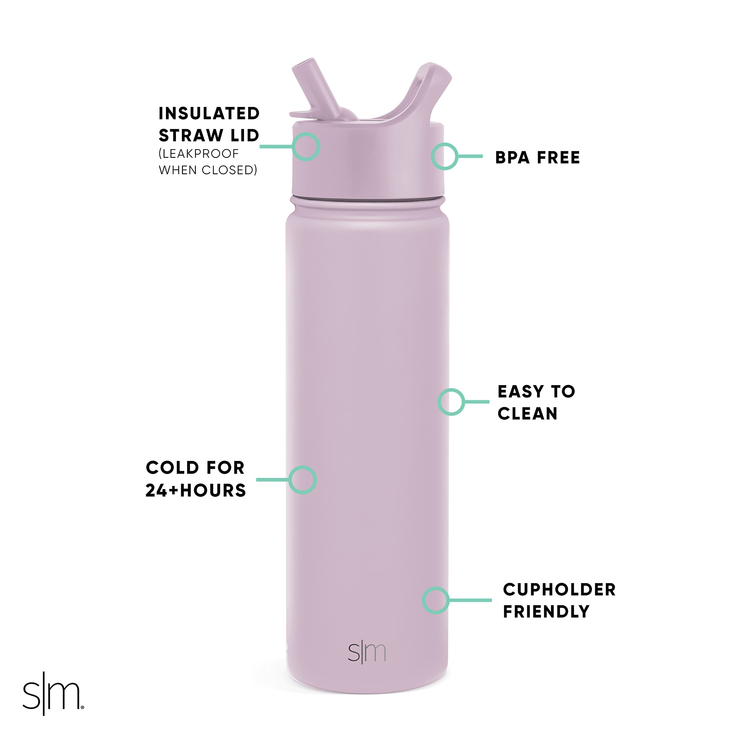 Simple Modern Water Bottle With Straw Lid Vacuum Insulated Stainless Steel Metal Thermos Bottles | Reusable Leak Proof Bpa-Free