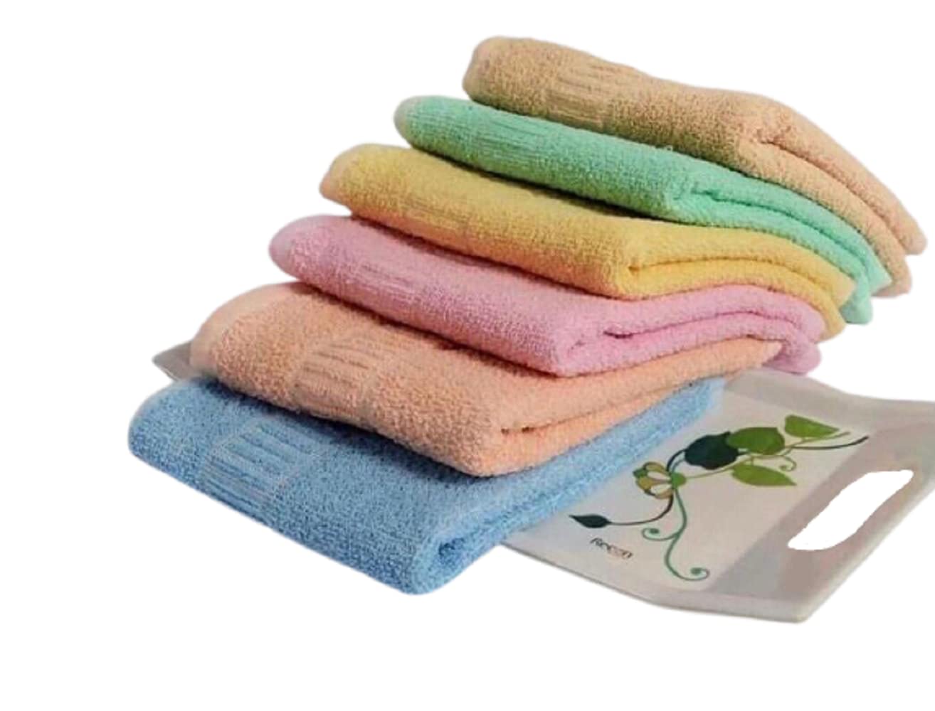 Ayus Cotton Hand Towel 450 Gsm, Multicolor (Pink, Green, Blue, Orange, Yellow, Brown) Ultra Soft And Super Absorbent (Set Of 6)