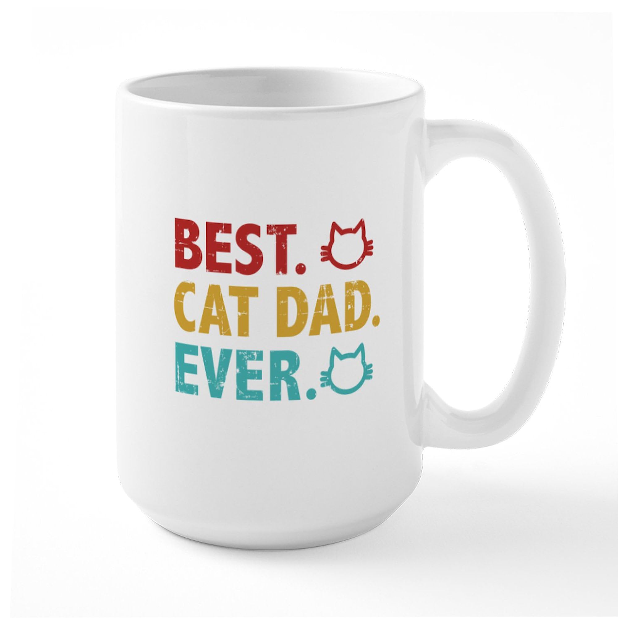 CafePress Best Cat Dad Ever Mugs 15 oz (444 ml) Ceramic Coffee Mug