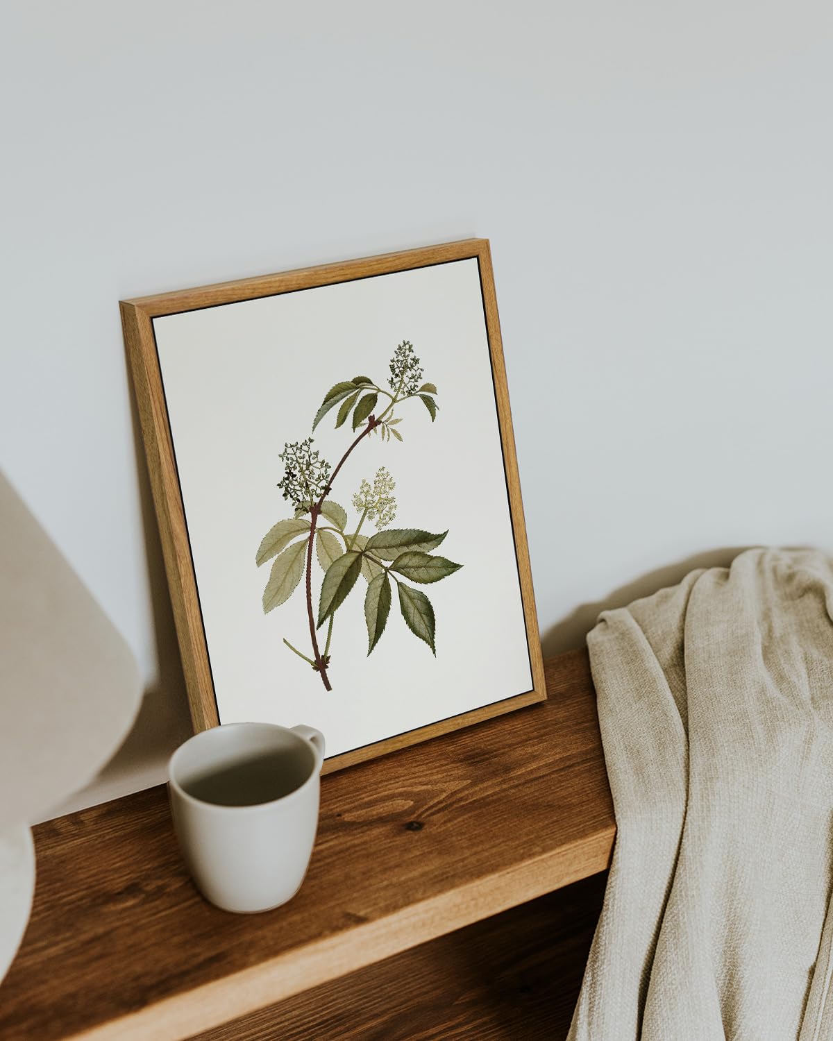 Viyyiea Framed Vintage Botanical Wall Art Prints Sambucus Racemosa Plant Canvas Wall Art Painting Prints Rustic Farmhouse Wall D