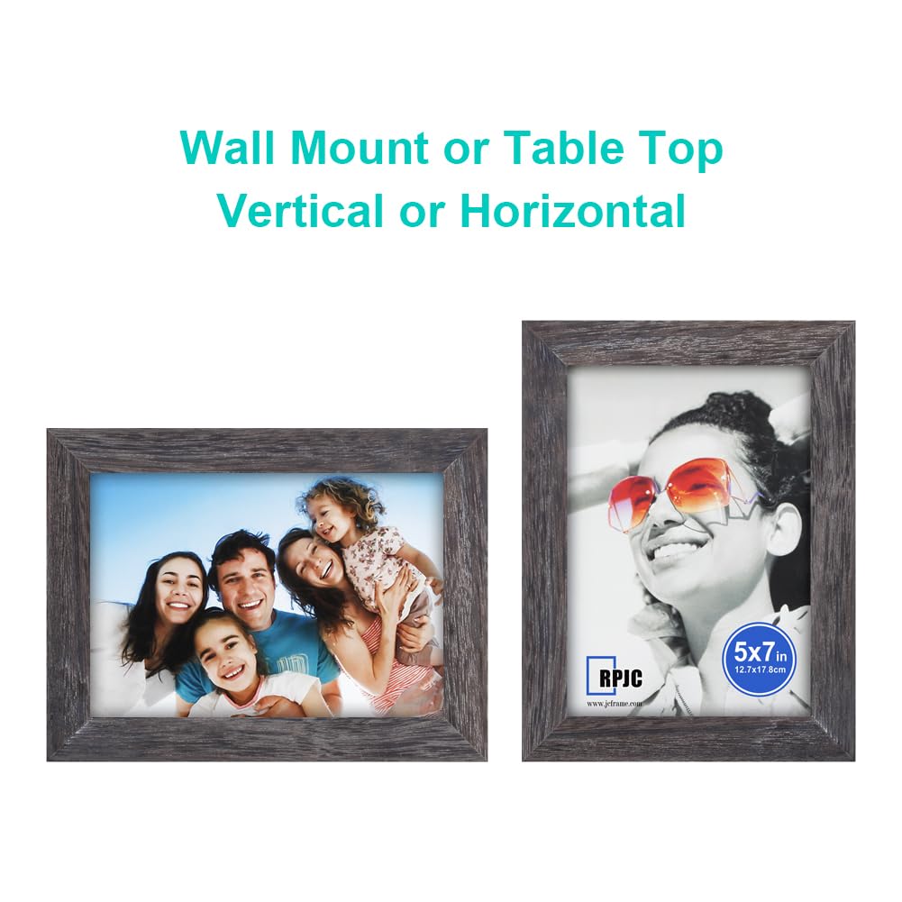 RPJC 5x7 Picture Frames Made of Solid Wood High Definition Glass for Table Top Display and Wall Mounting Photo Frame