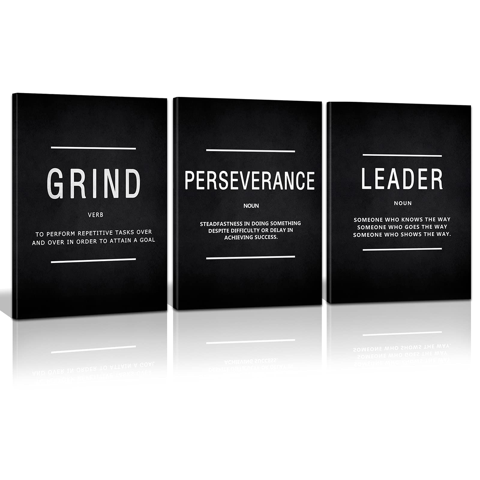 Kawahone Inspirational Grind Wall Art For Home Office Workplace, Perseverance Leader Canvas Quotes Motivate Success Positive Pos