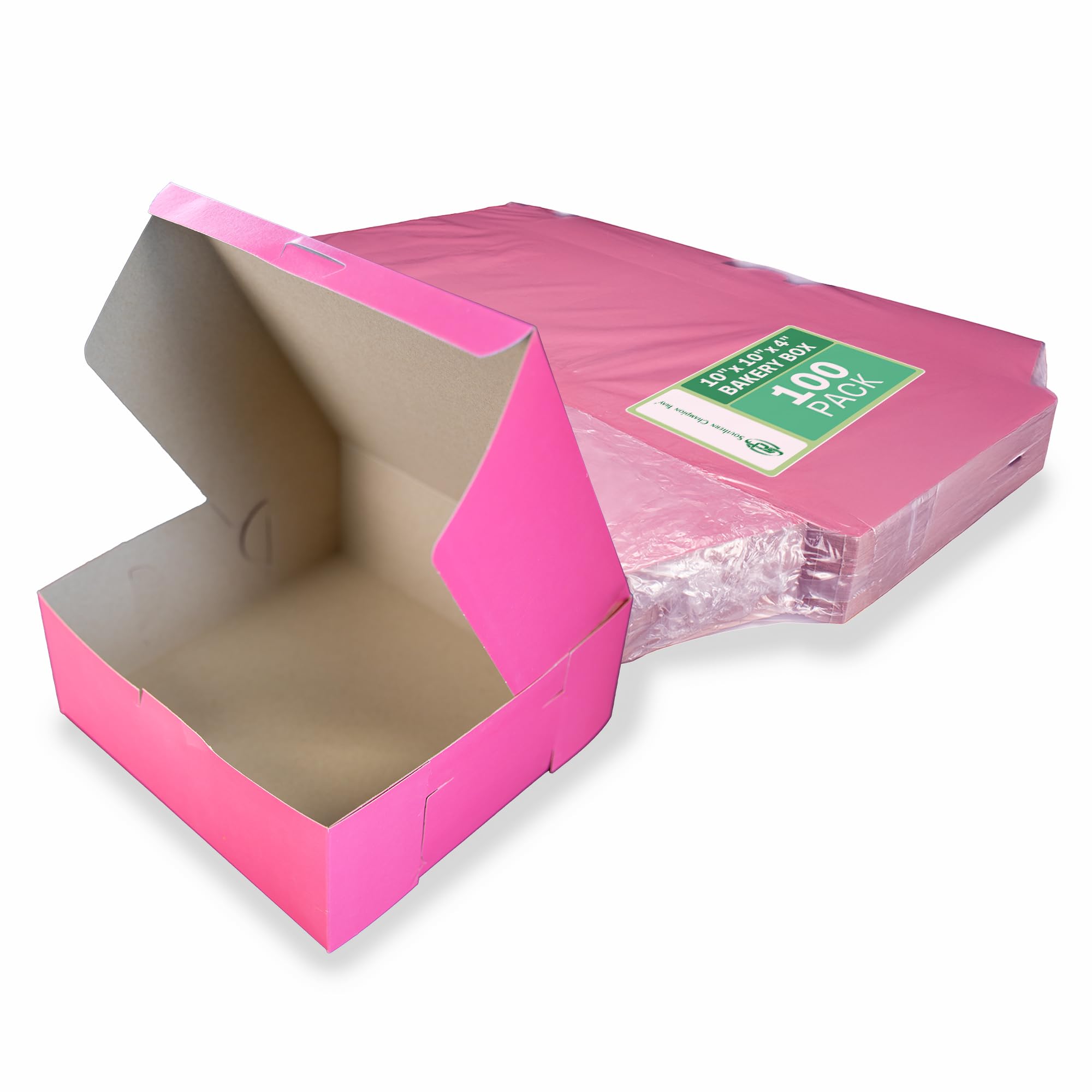 Southern Champion Tray 0873 Pink Paperboard Non-Window Lock-Corner Bakery Box, 10 Length x 10 Width x 4 Height (Case of 100)