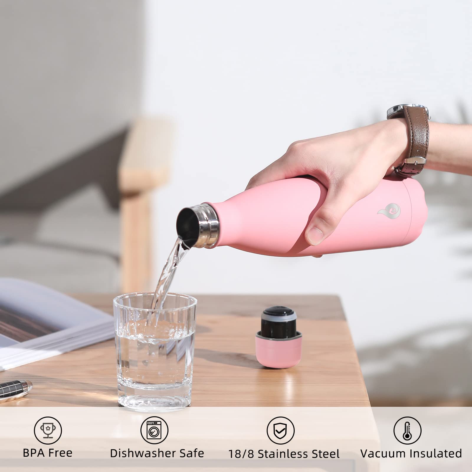 Bjpkpk Stainless Steel Water Bottles 17Oz Insulated Water Bottle For Travel, Dishwasher Safe,Turquoise