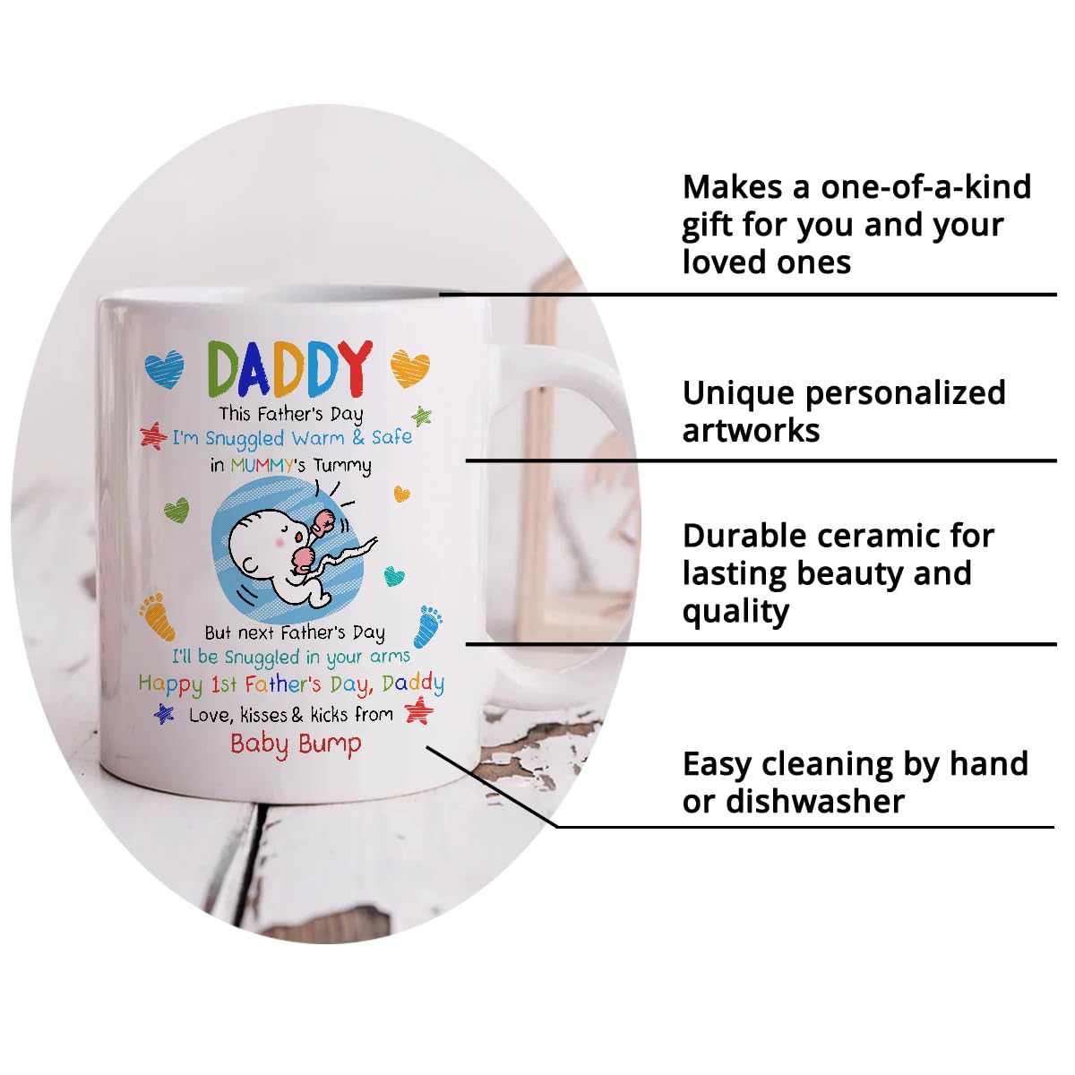 Gossby Baby Bump Coffee Mug for Dad - Funny Gift for New Dad - 1st Father s Day Gift - 11oz Mug