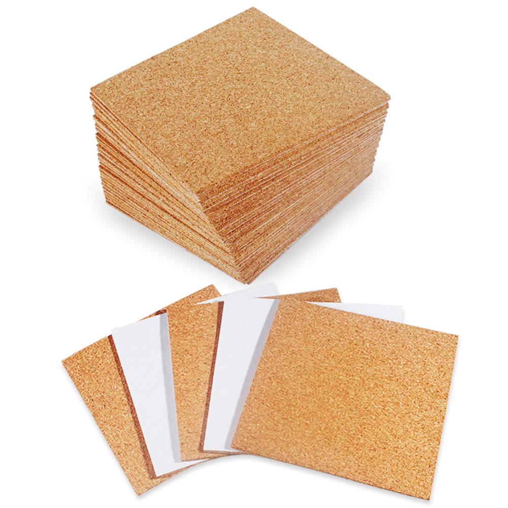 30 Pack Self-Adhesive Cork Squares 4    X 4    Cork Tiles Cok Bcking Sheets Cork Coasters Square For Diy Crafts