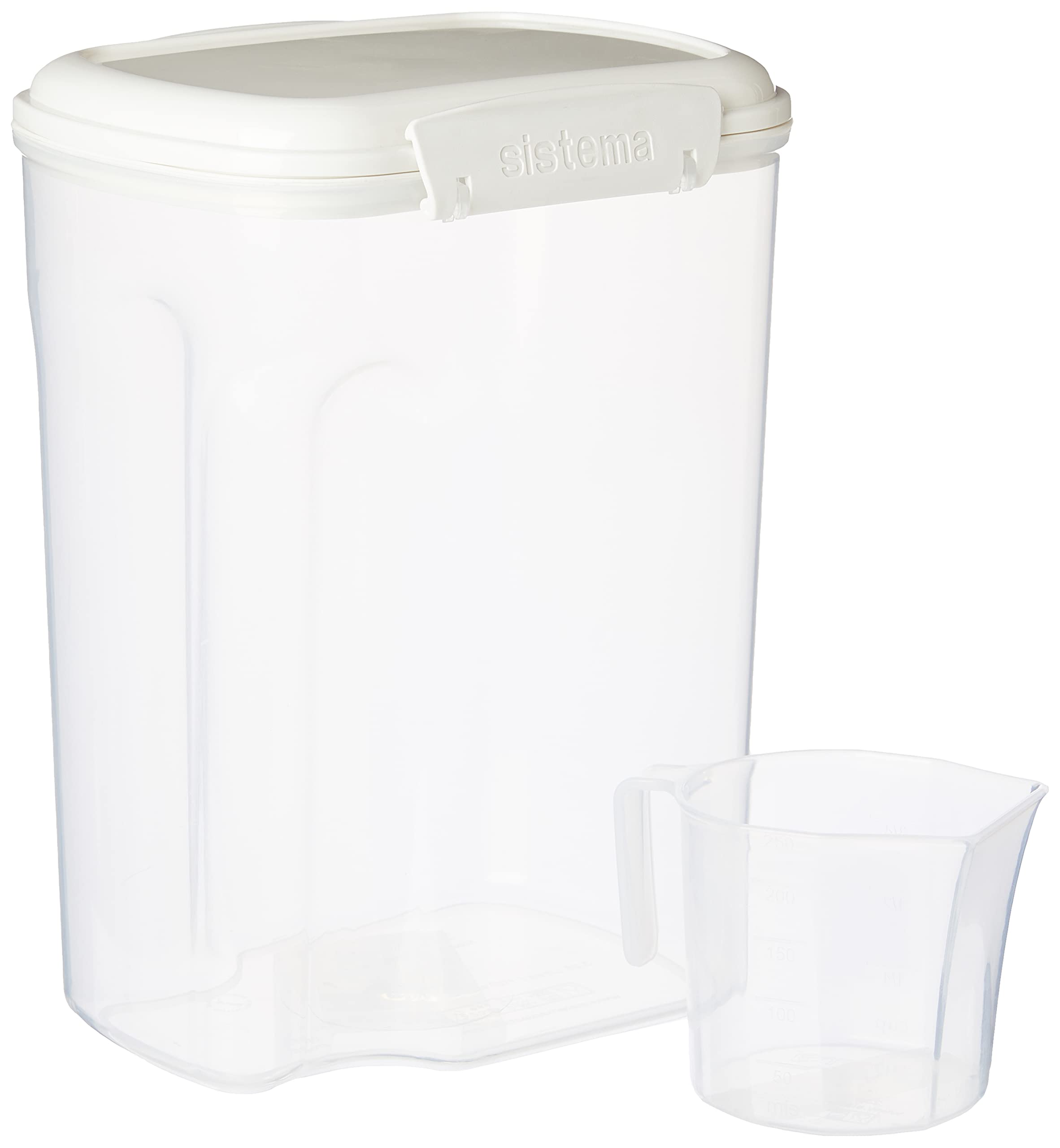 Sistema Bake It Sugar Storage Container With Measuring Cup, 13.7 Cup/3.25 L, Clear/White