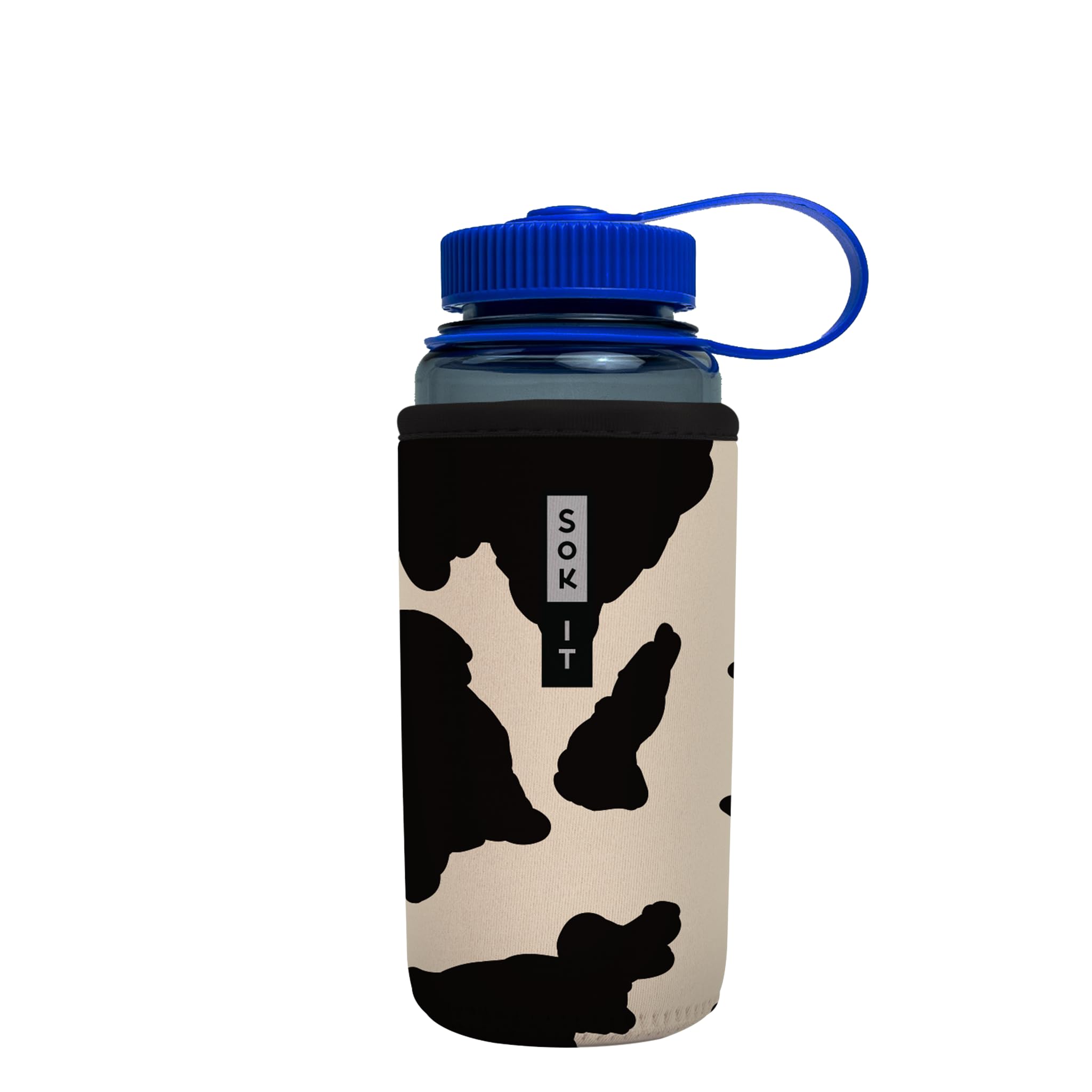 Sok It BotlSok Water Bottle Sleeve Insulated Neoprene Cover (Cow Print, Fits 16oz CamelBak or Nalgene)