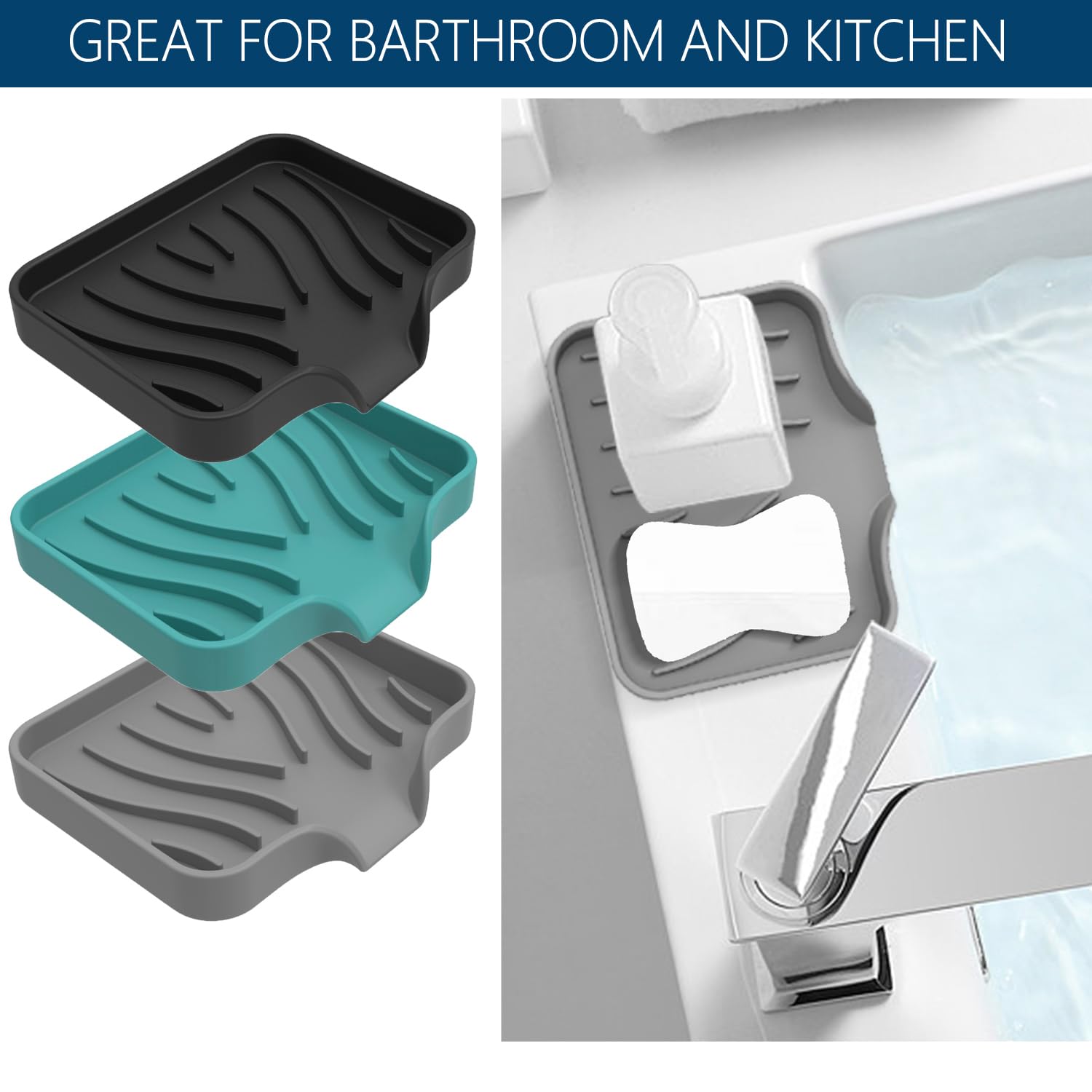 3Pcs Draining Soap Dishes, Dishwashing Sponge Soap Holder With Water Tray, Keep The Place Dry, Easy To Clean Soap Cases, Suitabl