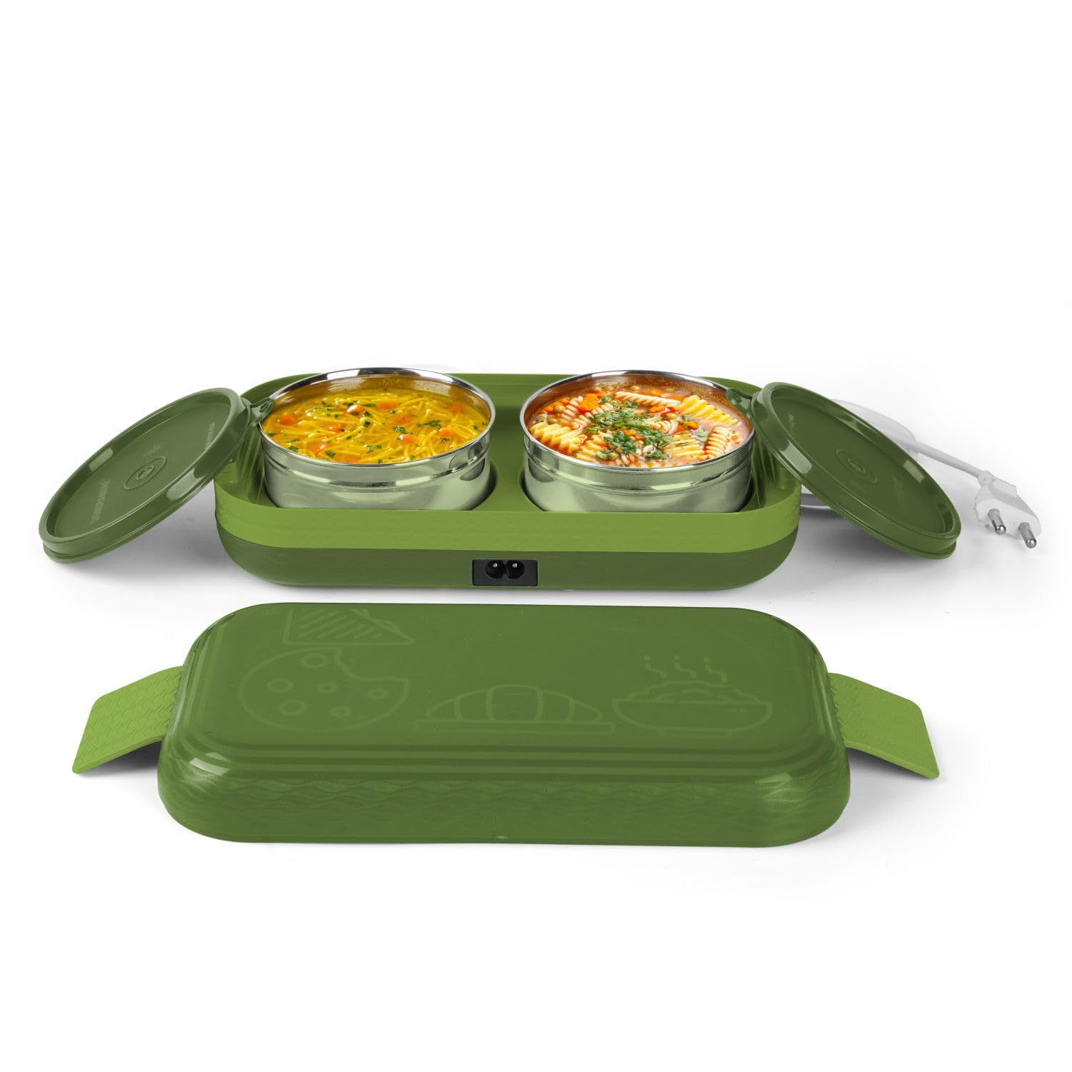 Signora Ware E-Hot Electric Lunch Box| Steel Heated Tiffin| Safe For Students & Adults| Great For Picnics & Outdoors| Ideal For 