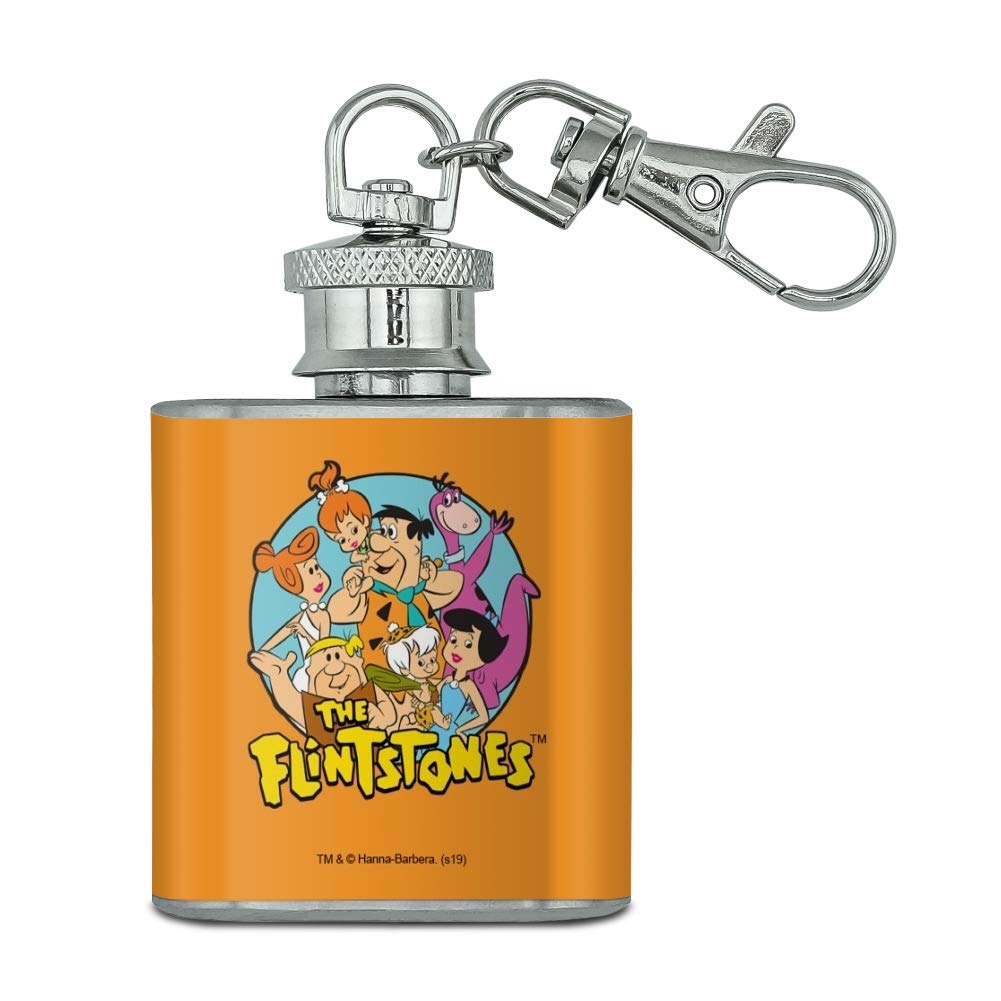 The Flintstones Group Stainless Steel 1Oz Mini Flask Key Chain