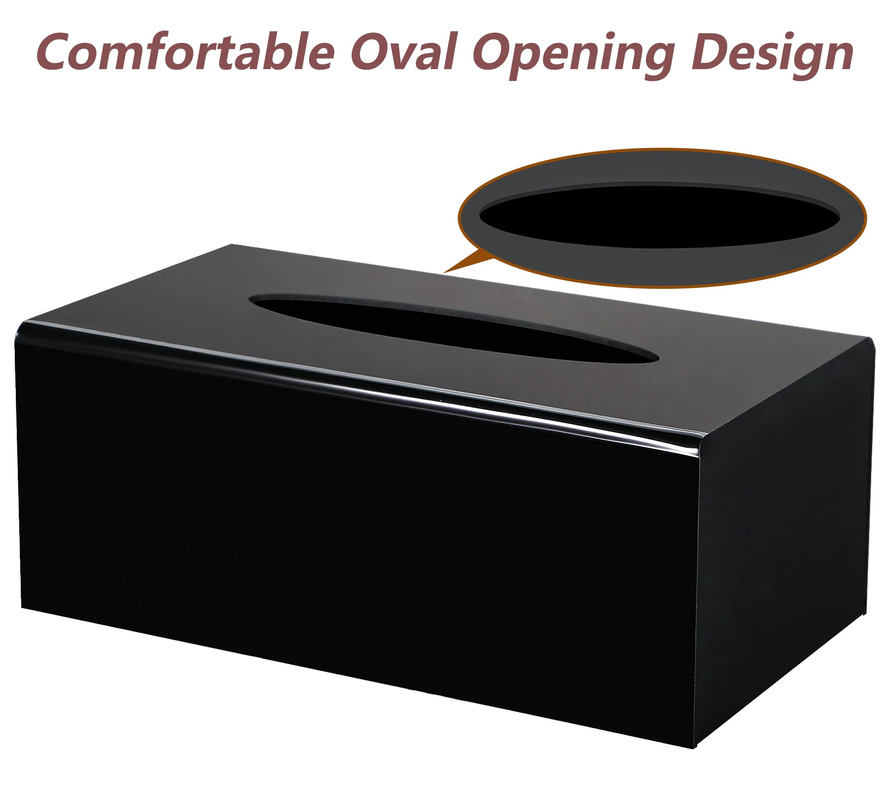 Kamehame Tissue Box Cover Rectangle Acrylic Tissue Holder 10.2X5.5X3.9 Inch Black Dryer Sheet Holder Container Tissue Dispenser