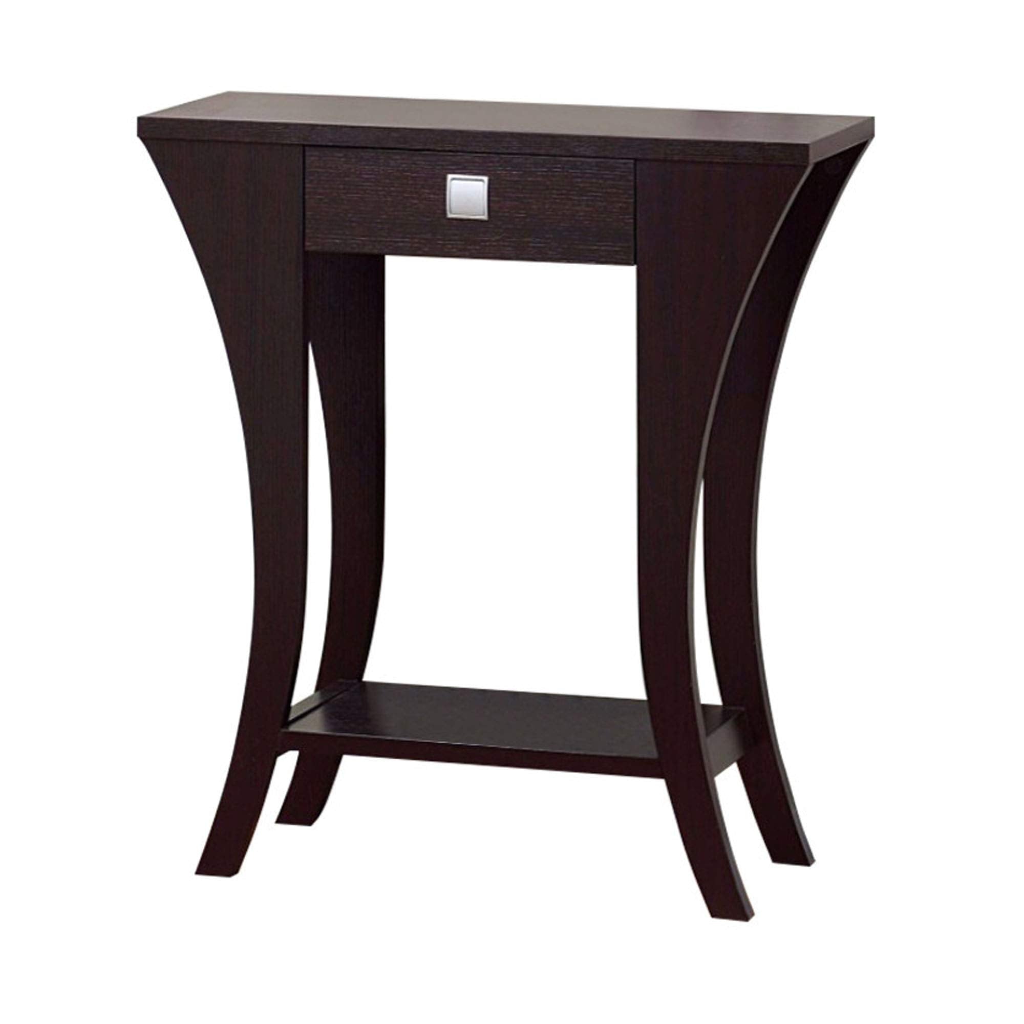 Benzara Wooden Console Sofa Side End Table with 1 Drawer and Open Shelf, Dark Brown