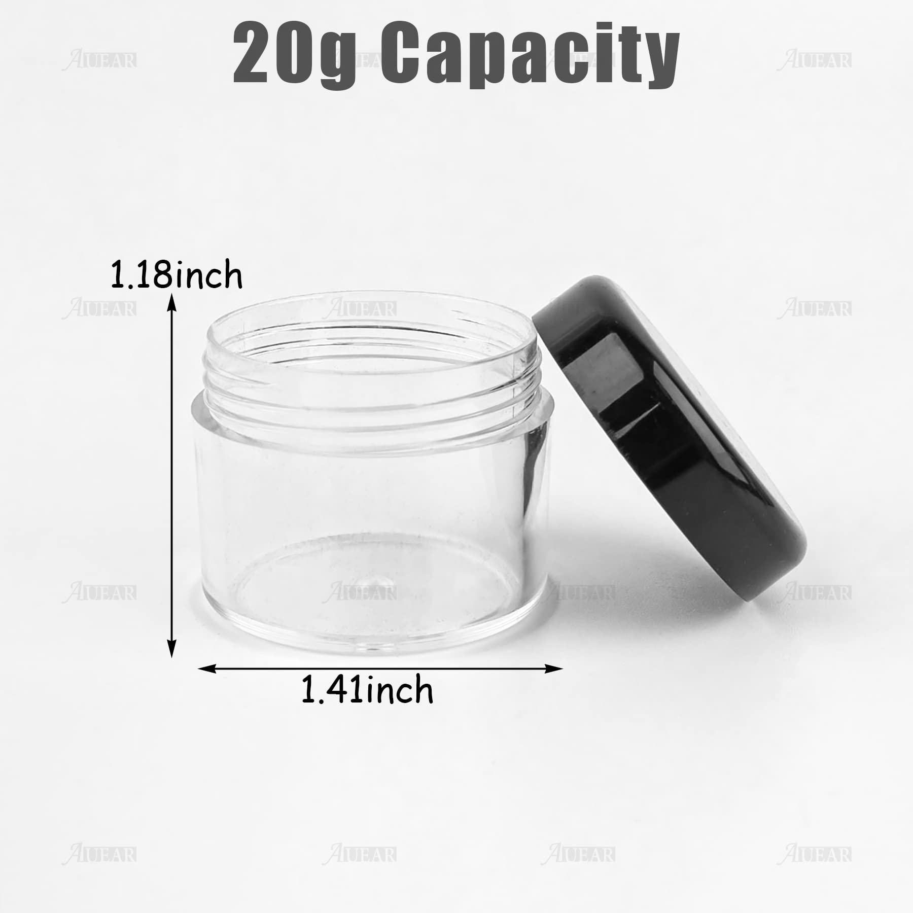 Auear, 20 Pack Round Pot Jars Plastic Cosmetic Containers With Lid For Liquid Creams Sample, Lotion, Ointments, Samples, Small T