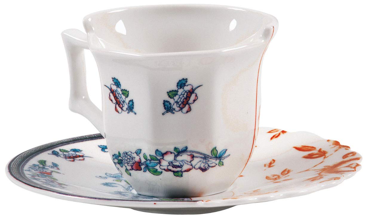 Seletti Selecti 124174 Leonia Cup & Saucer, Multicolor, H 9.4 X W 17.4 X D 26.6