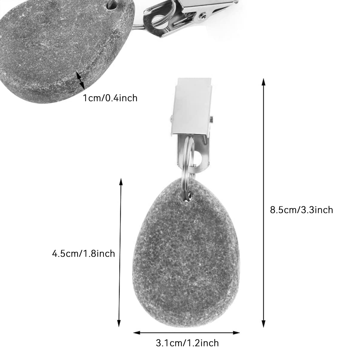 Rjun 8Pcs Tablecloth Weights Tablecloth Pendant Stone Table Cover Weights Hangers With Metal Clips (Drop-Grey)
