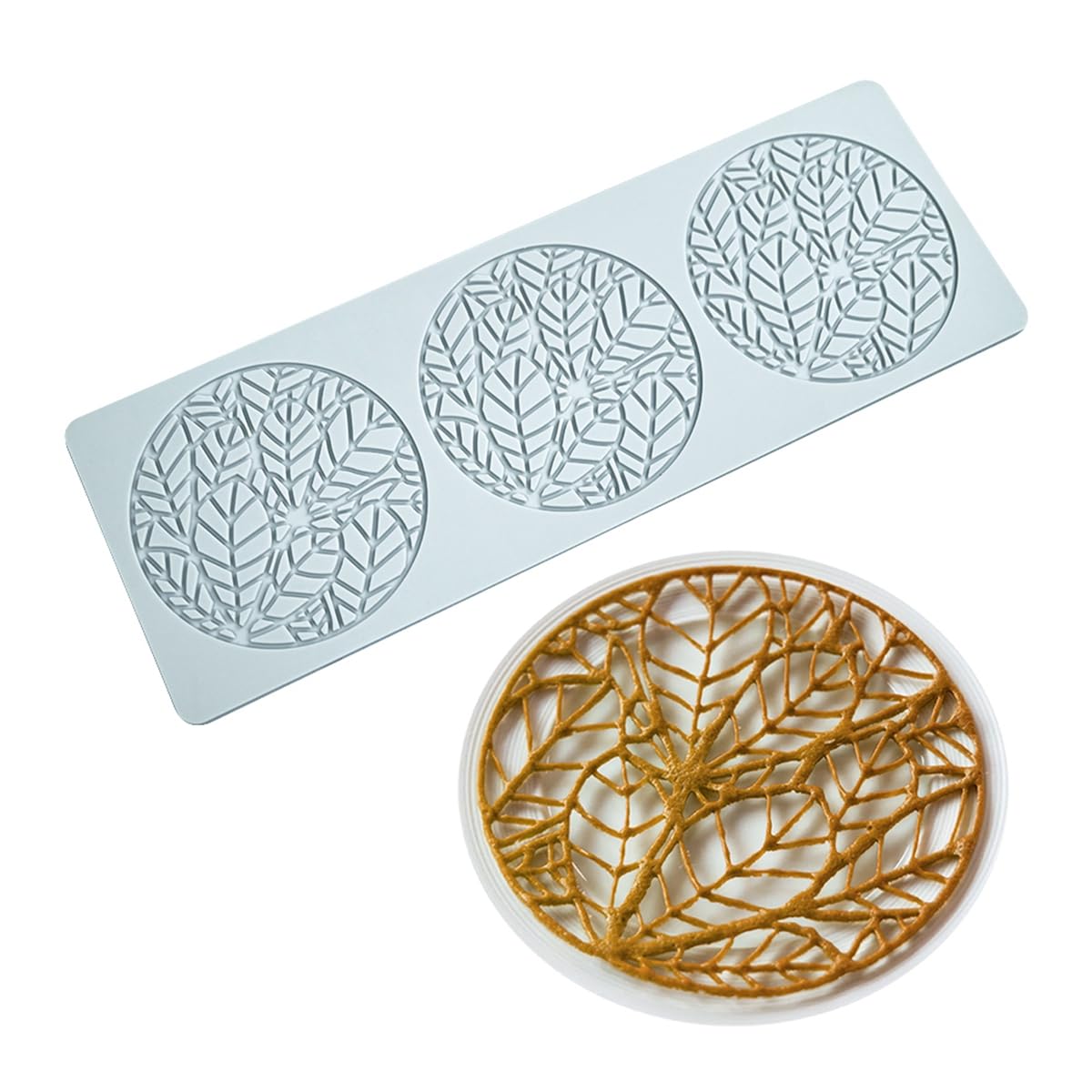 TUKE Silicone Tuile Mold Ring Leaf Molds Silicone Fondant Tuile Molds Leaves Hollow 3D Chocolate Candy Lace Silicone Molds for B