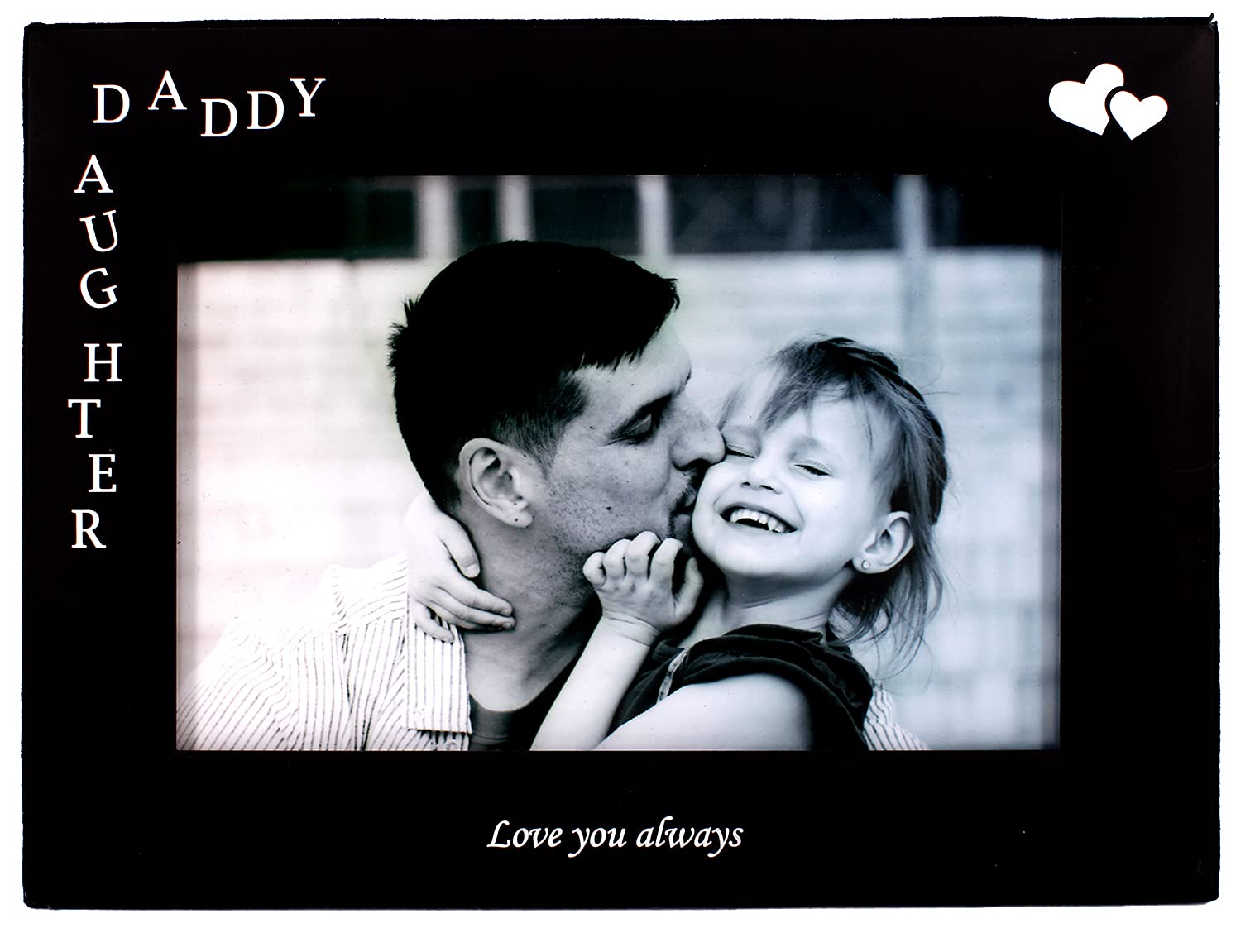 LEADEX Daddy & Daughter Love You Always Gift for Dad from Daughter, Black Metal Engraved 4 by 6 inch Horizontal