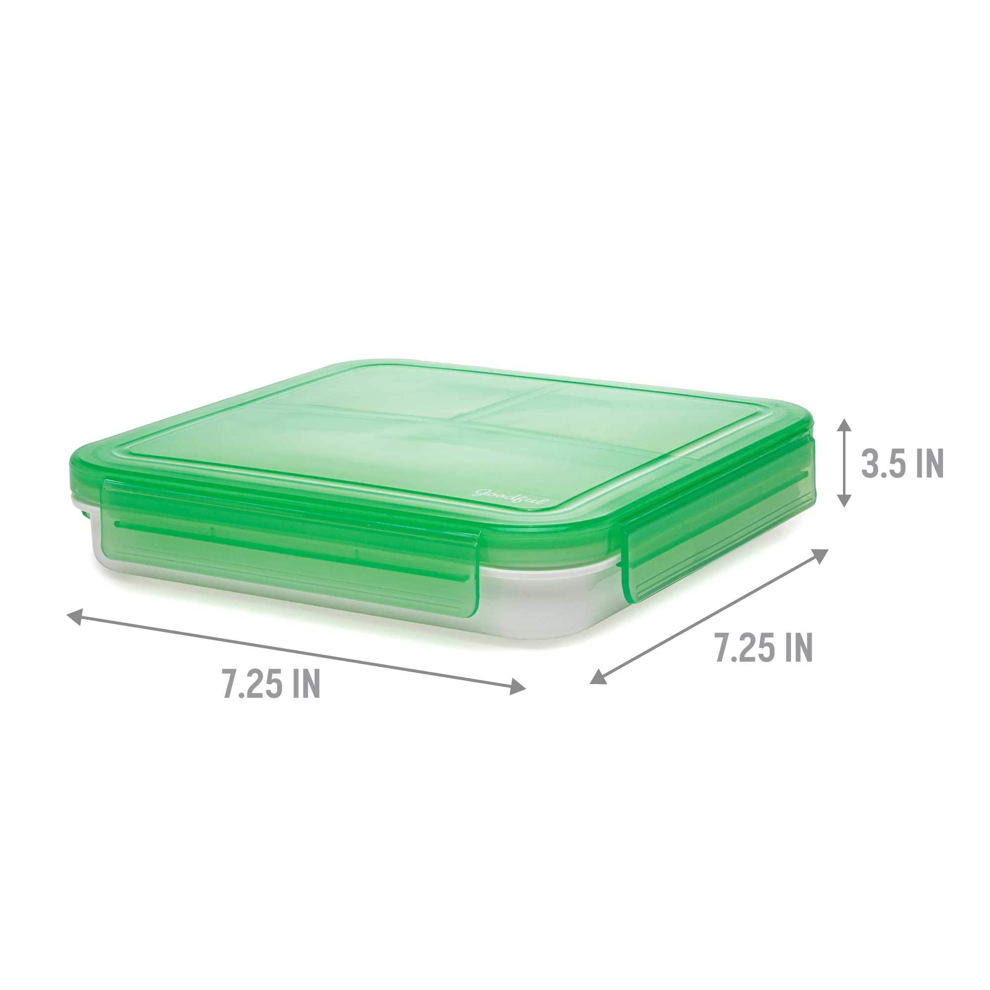 Goodful Reusable Lunch Container With 3 Compartments, Bpa-Free, Leak-Proof Lid, Easy To Open And Close, Microwave Safe, Dishwash
