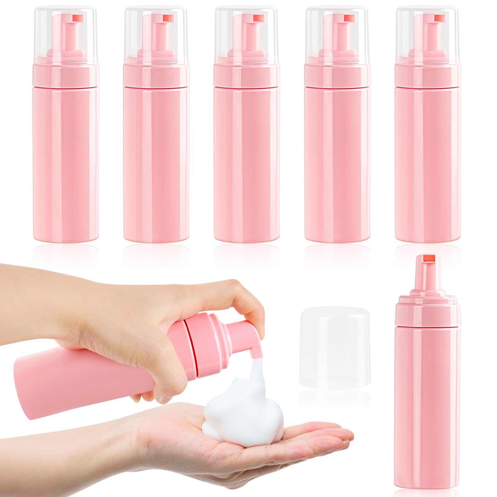 Foam Pump Bottle 5.1Oz/150Ml Pink Empty Foam Bottle Pump, Travel Foam Bottle For Soap, Shampoo, Cleaning Foam Dispenser Bottle R