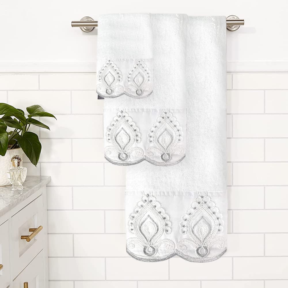 Popular Bath 3Pc Towel Set Monaco, White