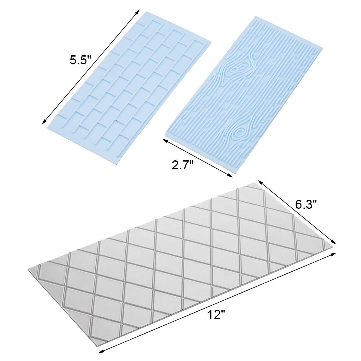 10Pcs/Set Fondant Impression Mat, Tree Bark Brick Stone Wall Flower Cobblestone Diamond Quilted Grid Texture Design Embossed Lac