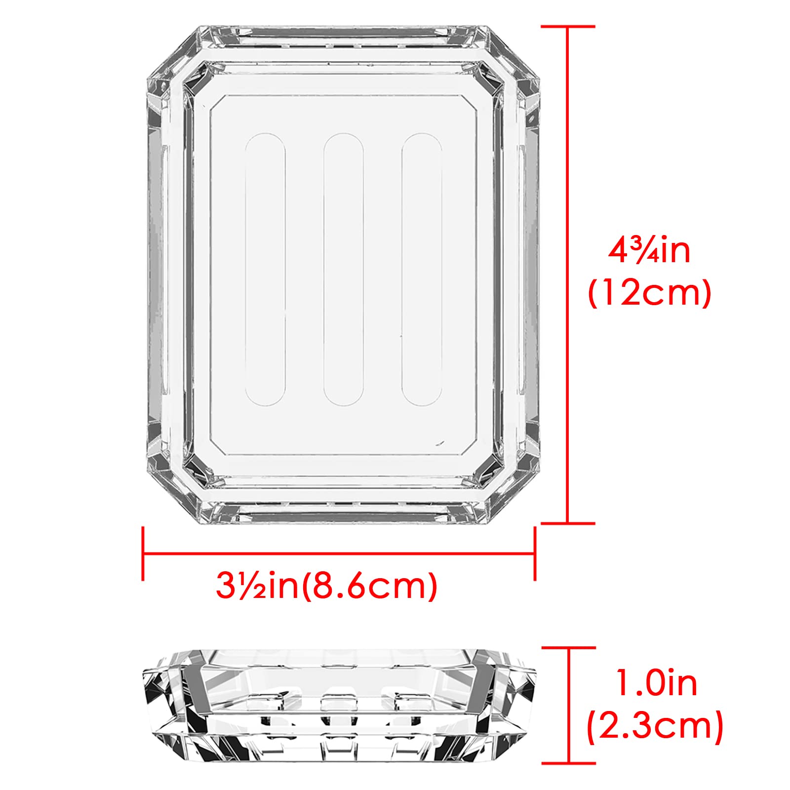 Linkidea 2 Pack Rectangle Glass Soap Dish, Bar Soap Sponge Holder For Bathroom Shower Countertop, Soap Saver Tray Plate (Clear)