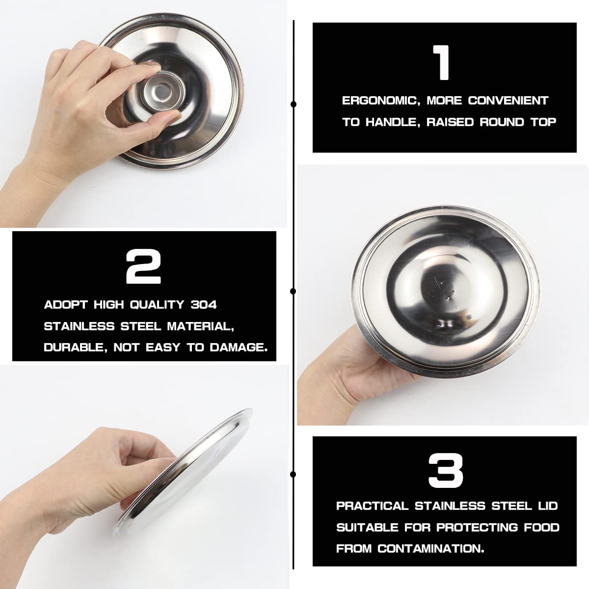 Lnq Luniqi Stainless Steel Universal Lid,5.5Inch Stainless Cooking Pan Lid With Handle Reusable Cover Lid Accessories For Pan Li
