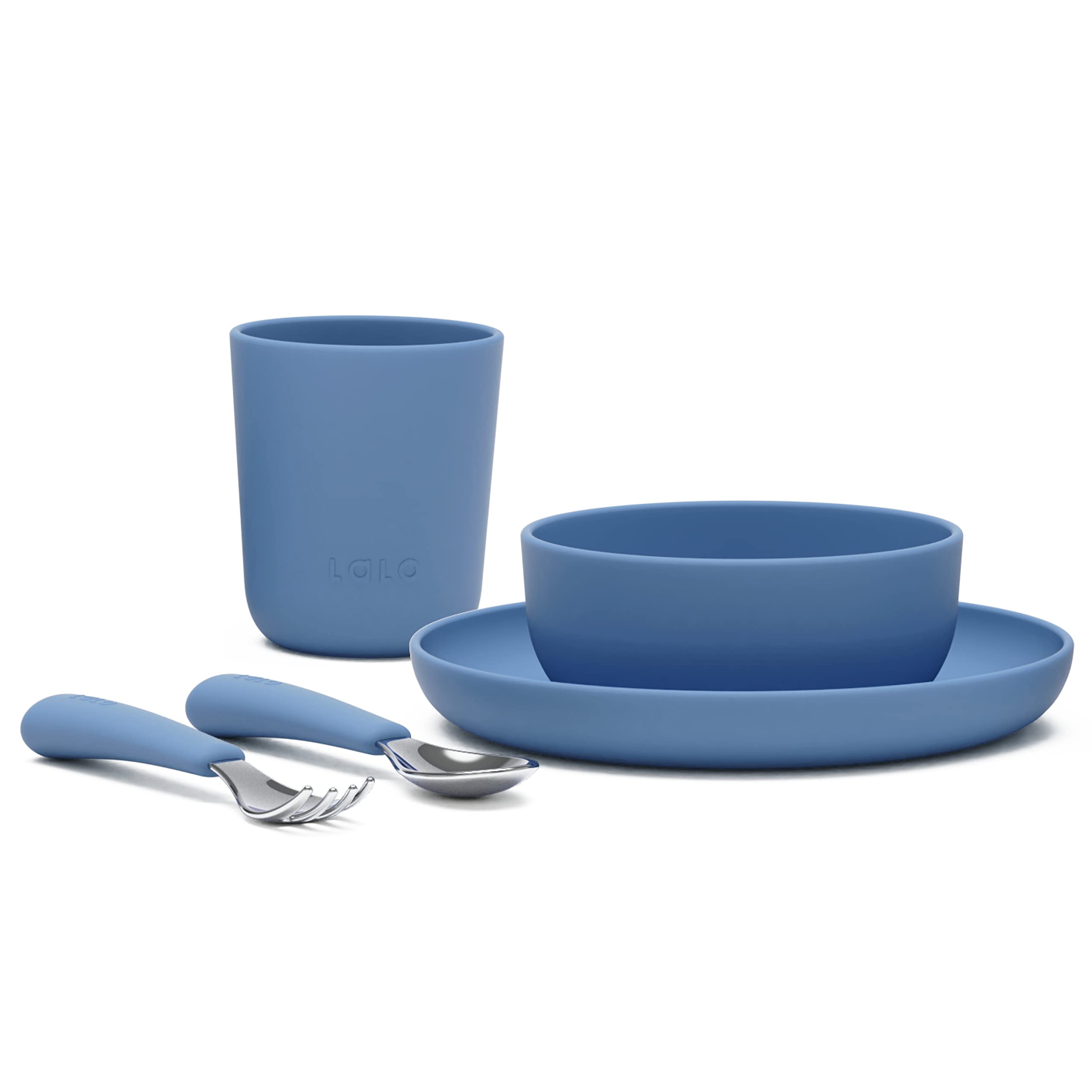 Lalo Big Bites Kids Dinnerware Starter Set - Dishwasher Safe, BPA Free, Kids Tableware Set - Includes Stackable Bowl, Plate, Ute
