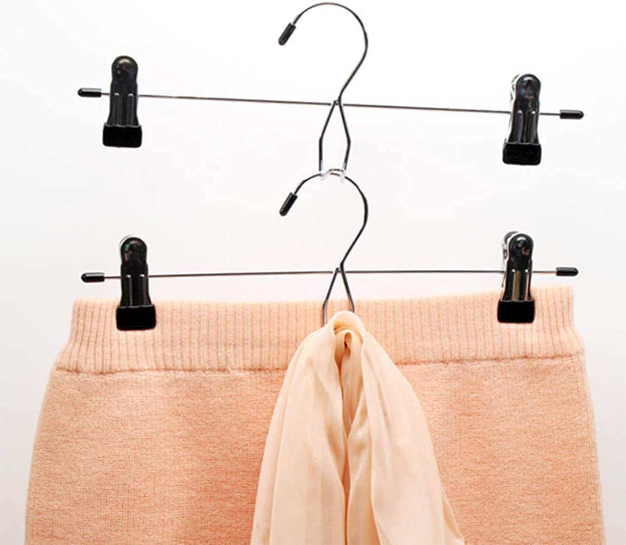 Tosnail 15 Pack Stackable Skirt Pants Clothes Hangers With Non-Slip Clips, Add-On Hangers, Cascading Hangers Space Saving Closet
