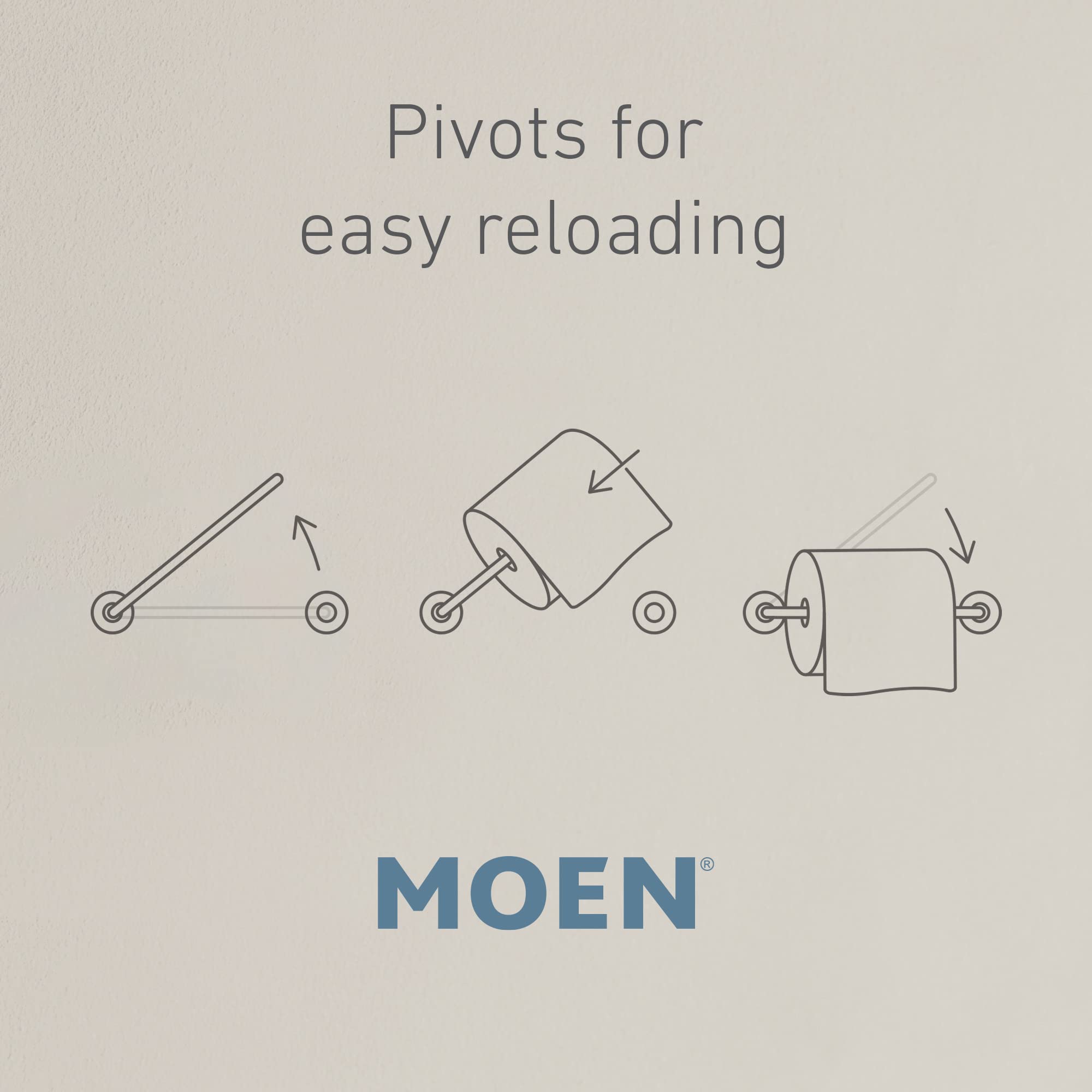 Moen Brantford Toilet Paper Holder, Brushed Nickel, Wall Mounted, Zinc, Model YB2208BN, 1 Count