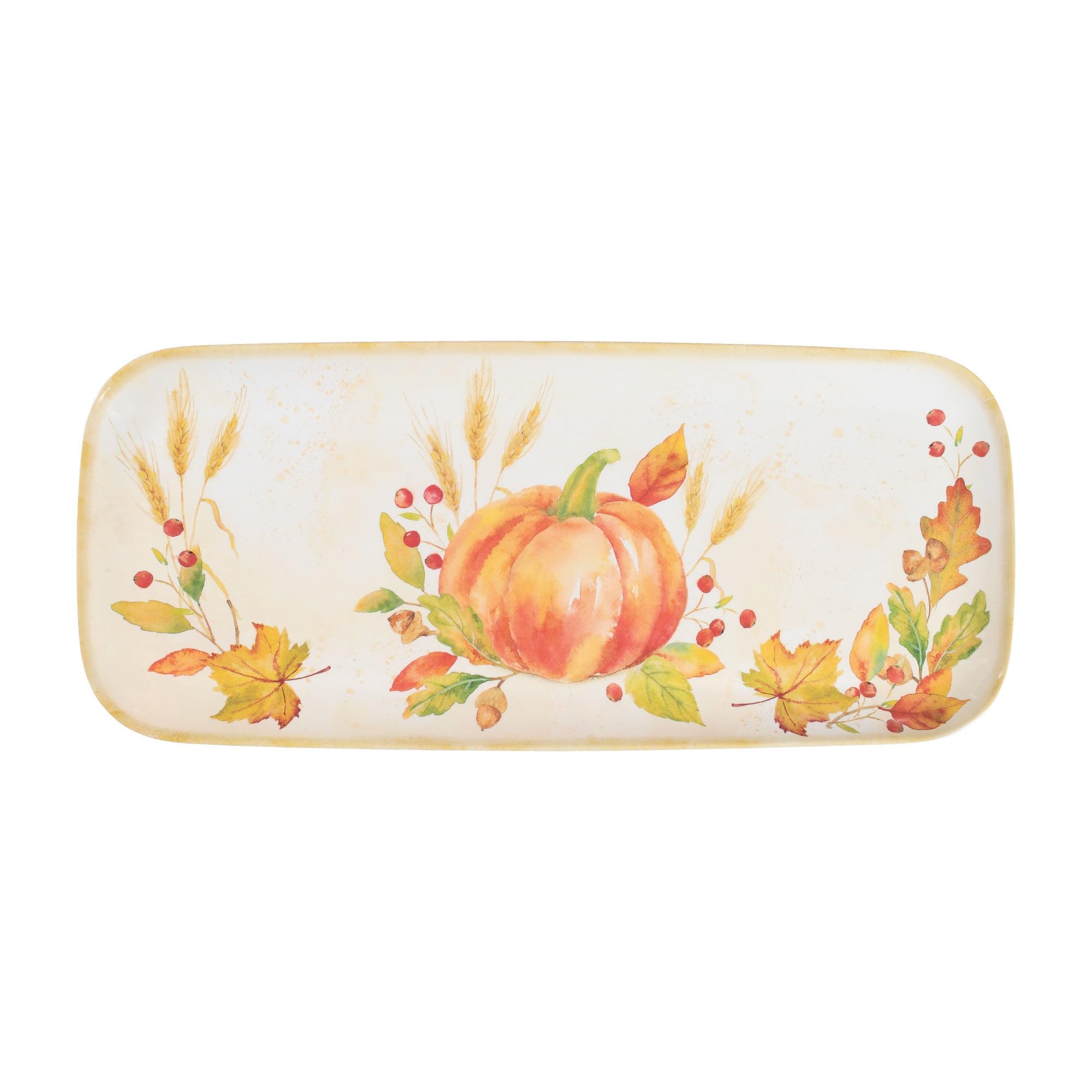 Upware 15 Inch Melamine Rectangle Serving Tray, Bpa Free Food Tray (Harvest Pumpkin)