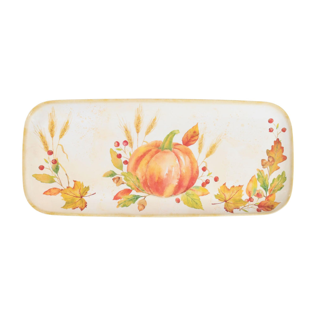 Upware 15 Inch Melamine Rectangle Serving Tray, Bpa Free Food Tray (Harvest Pumpkin)