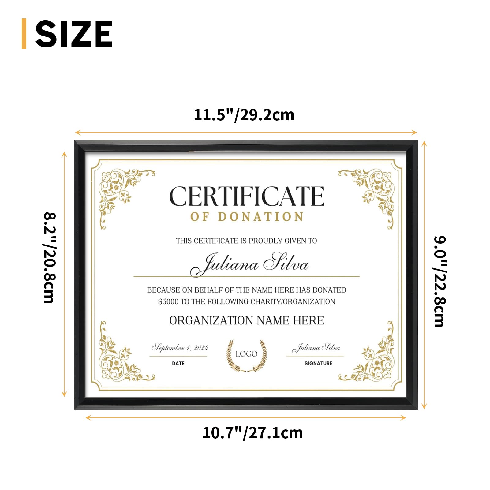 Edenseelake 8.5 x 11 Picture Frame Set of 6, Black 8.5 x 11 Certificate Frame for Award Document Diploma, Wall or Tabletop Displ