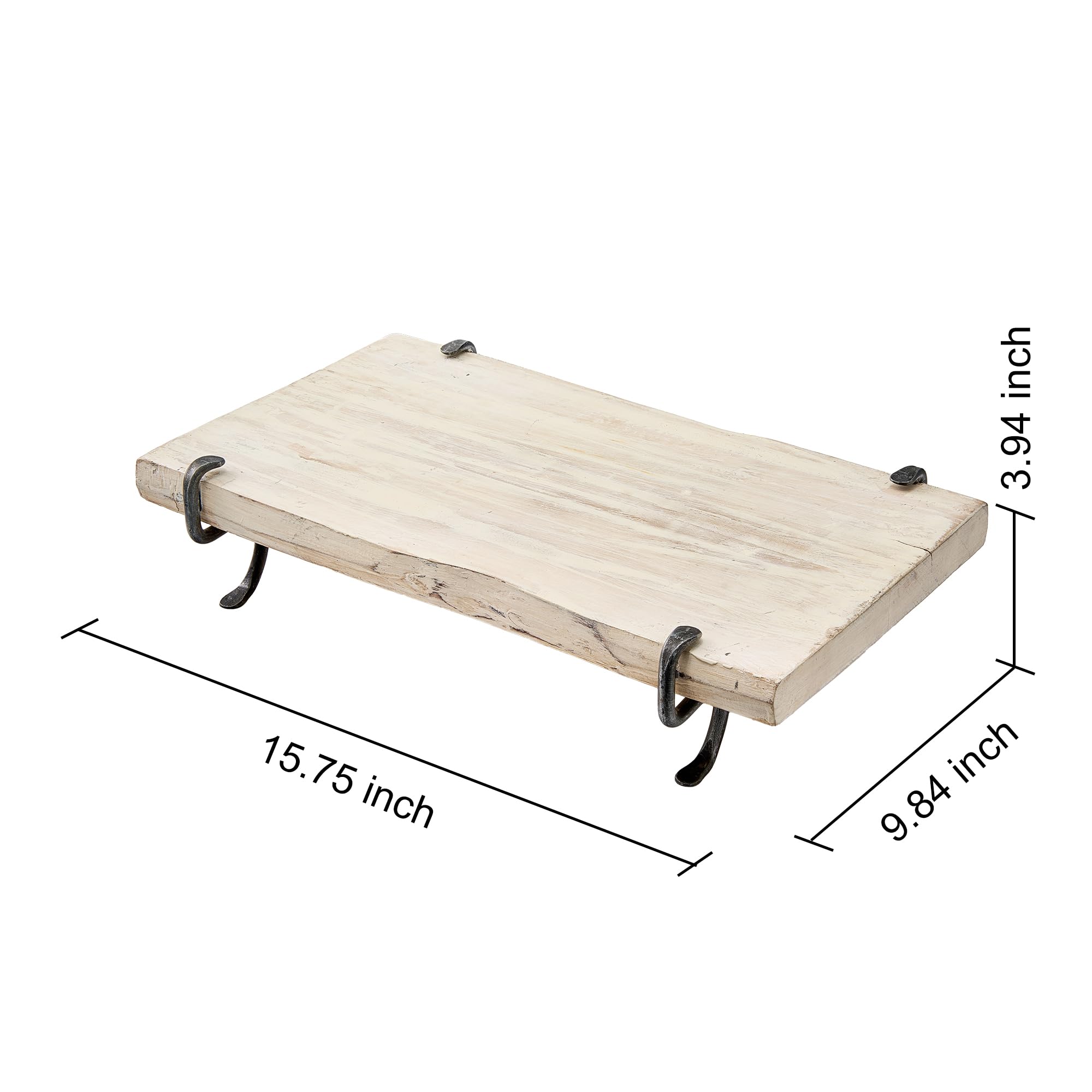 Rustic Petrified Wood Charcuterie Board with Metal Base