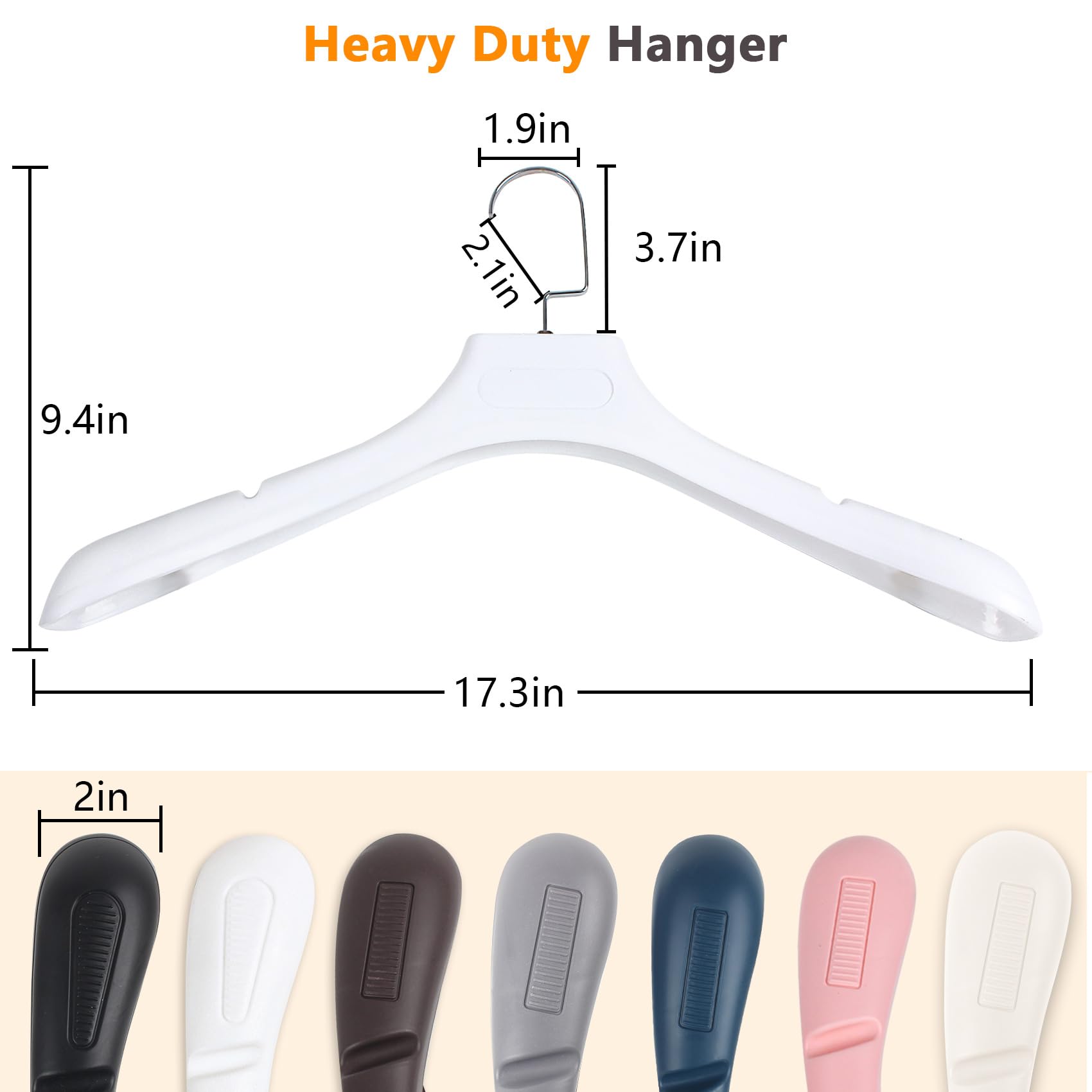 Plastic Extra Wide Suit Hangers  Pack of 20  Width: 17.7'' Notched Shoulders & Swivel Hooks  White