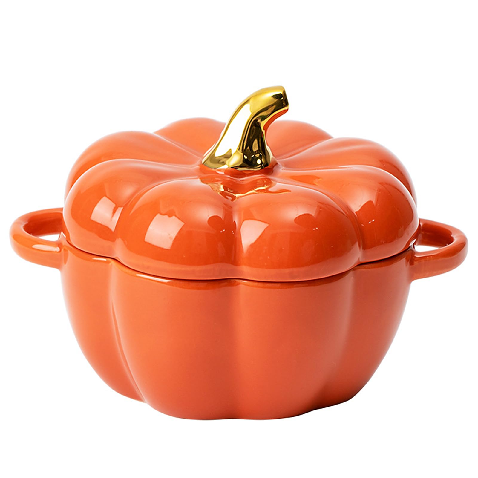 Dutch Oven Pot With Lid, Pumpkin Pottery Dessert Saucepan, Mini Baking Dish Cute Pumpkin Bowl, Covered Dutch Oven Ceramic Stockp